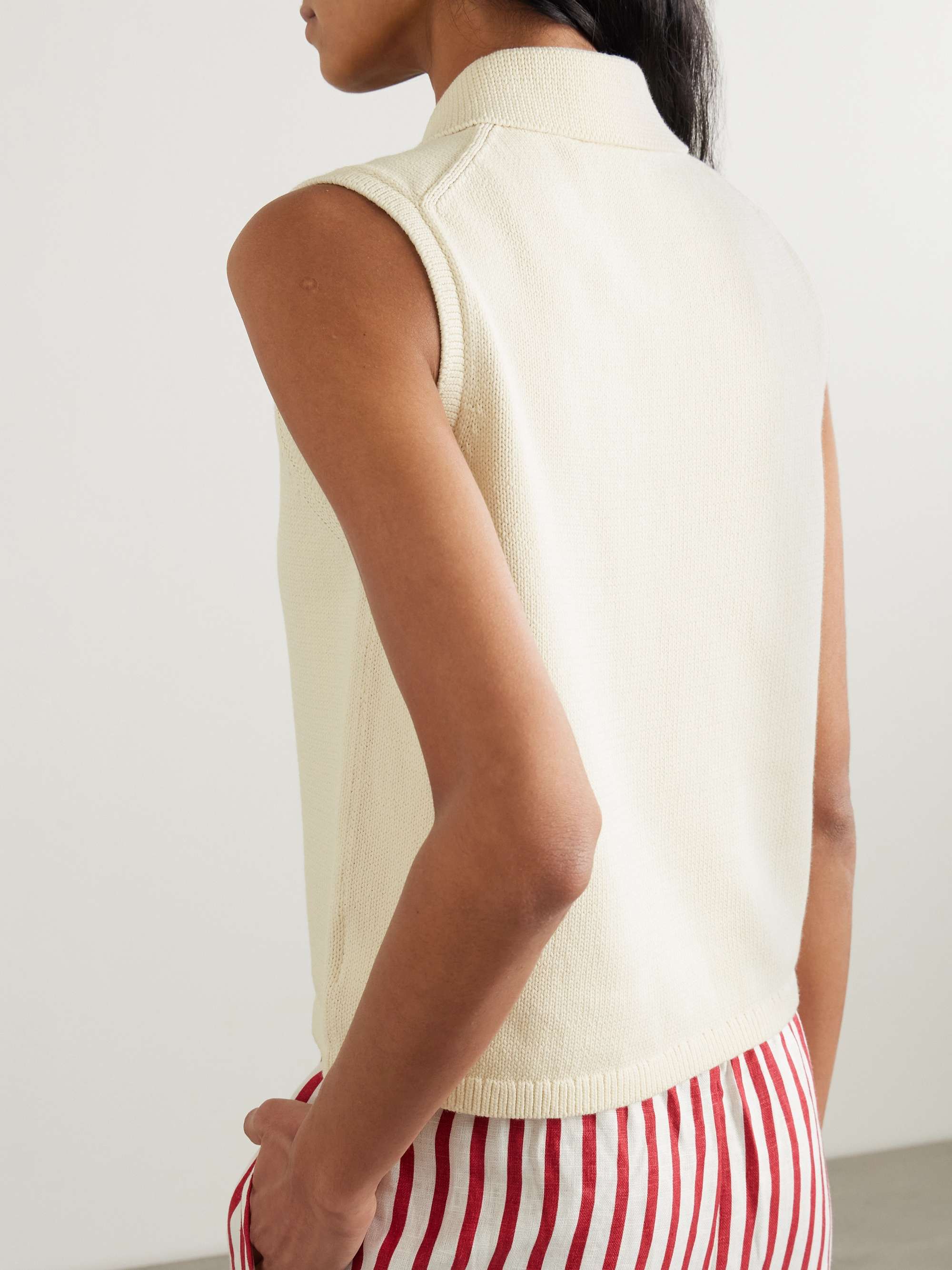 Cropped cotton-blend vest view