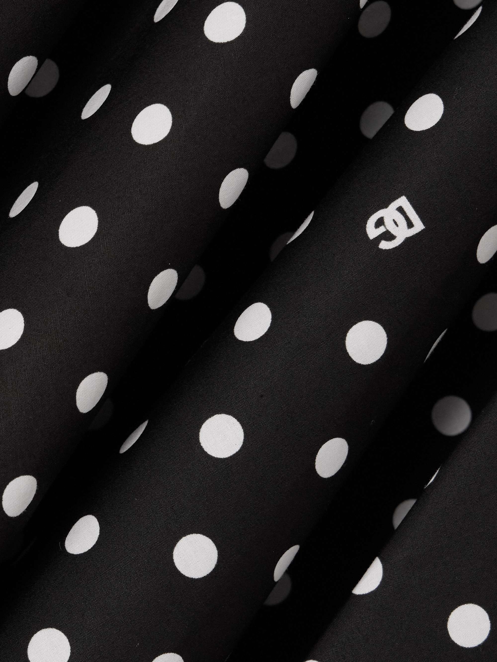 Pleated printed polka-dot cotton-poplin midi skirt view