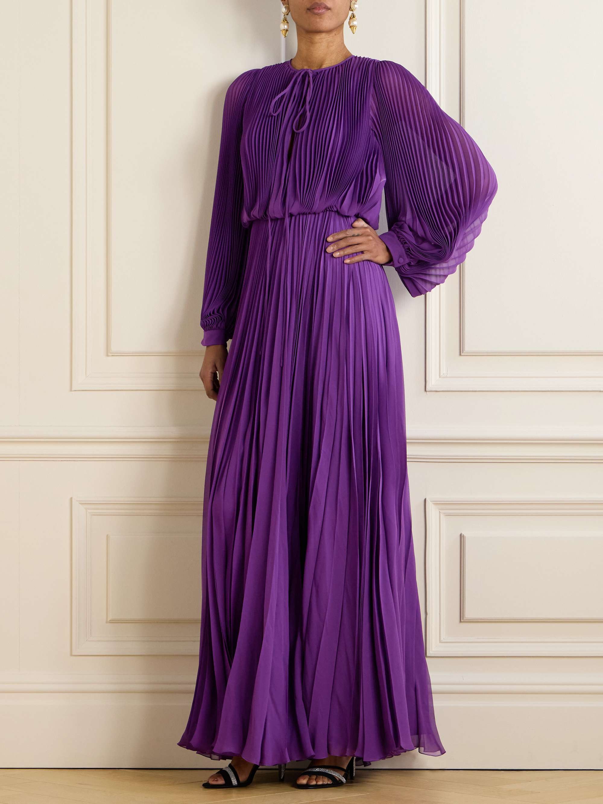 Pleated silk-crepe gown view