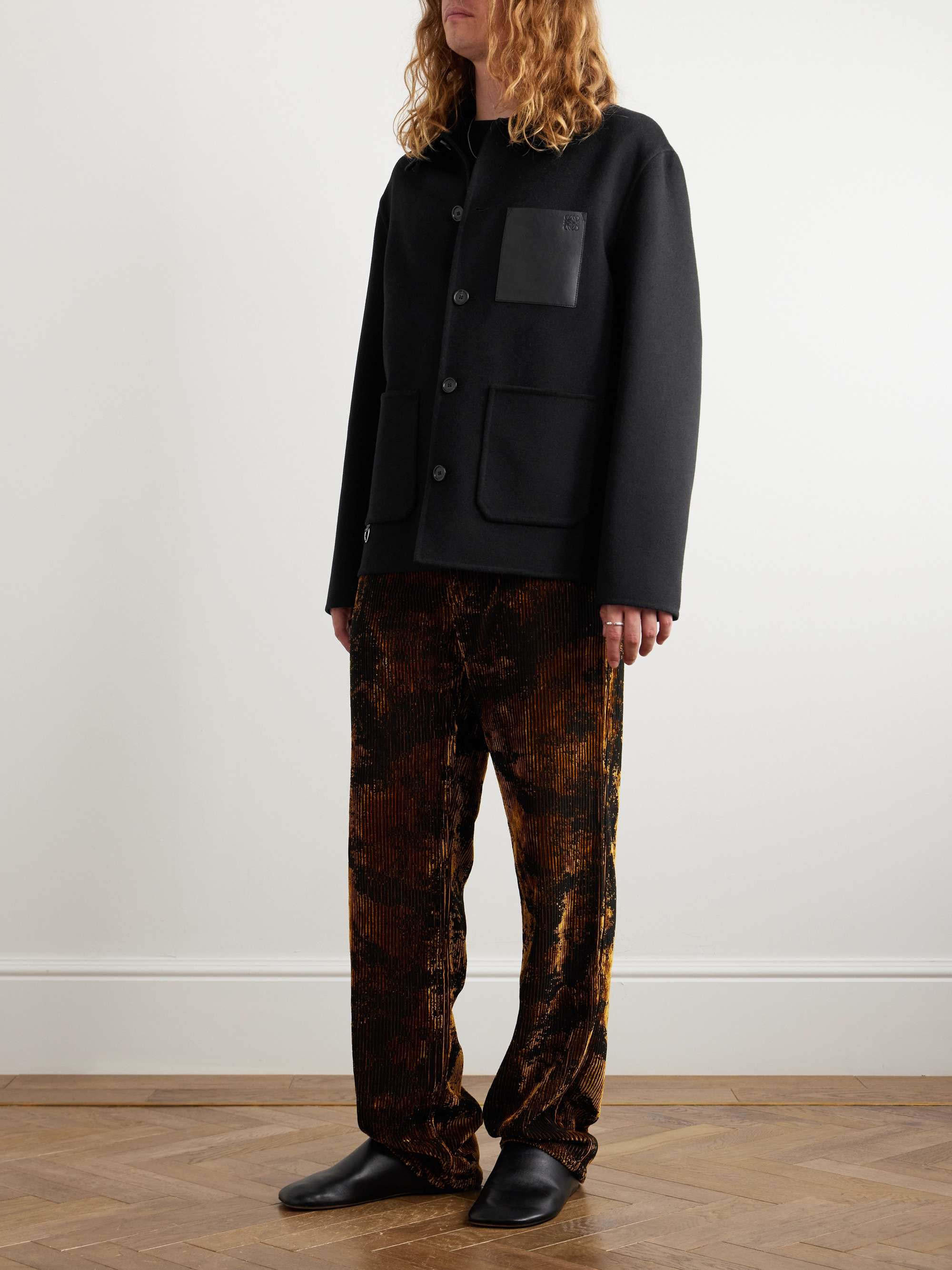 Leather-Trimmed Wool and Cashmere-Blend Jacket view