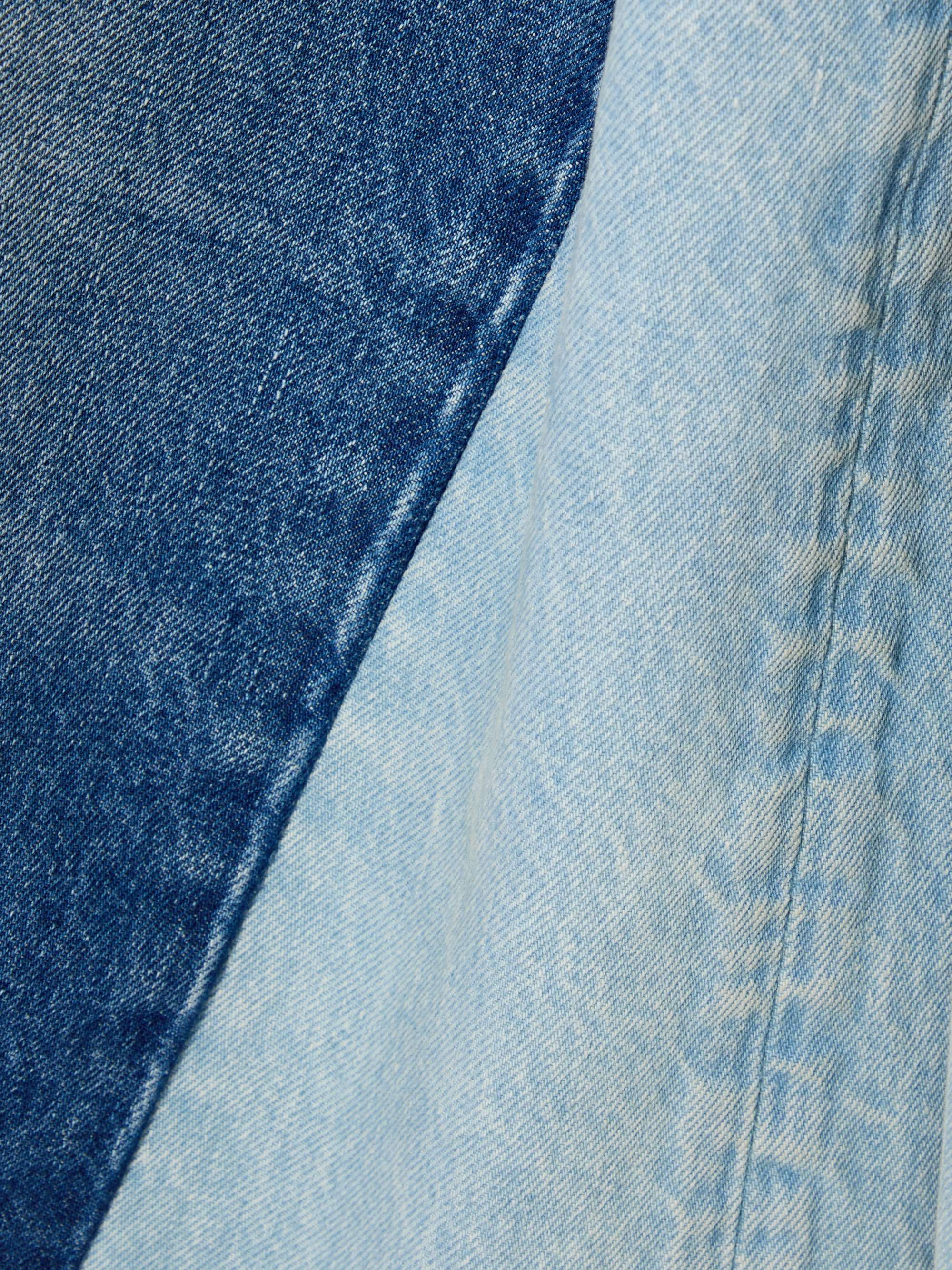 Frayed patchwork denim wide-leg culottes view