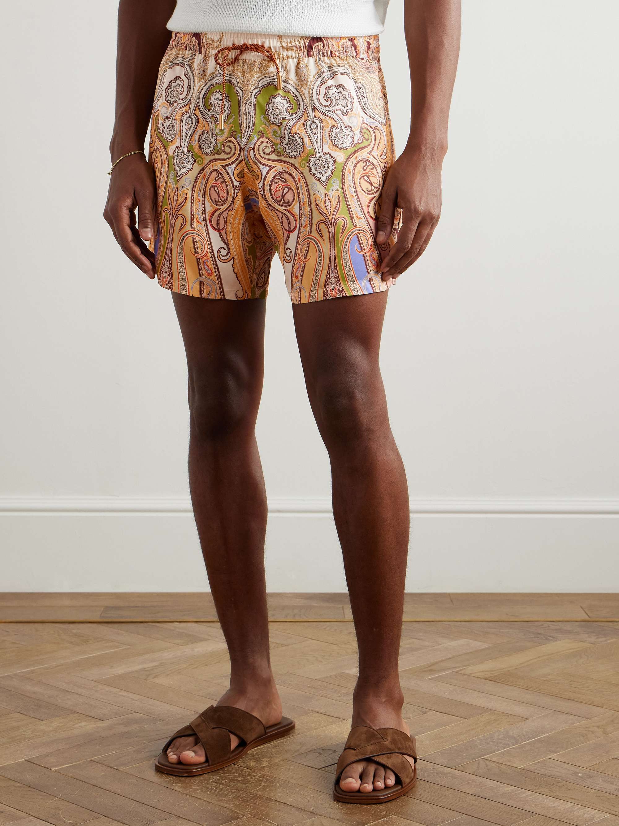 Straight-Leg Mid-Length Paisley-Print Swim Shorts view