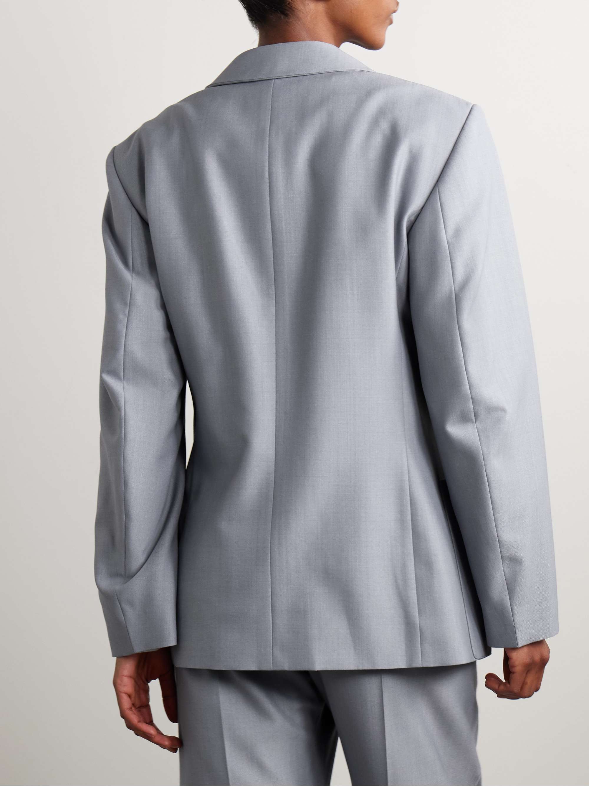 Double-breasted woven blazer view
