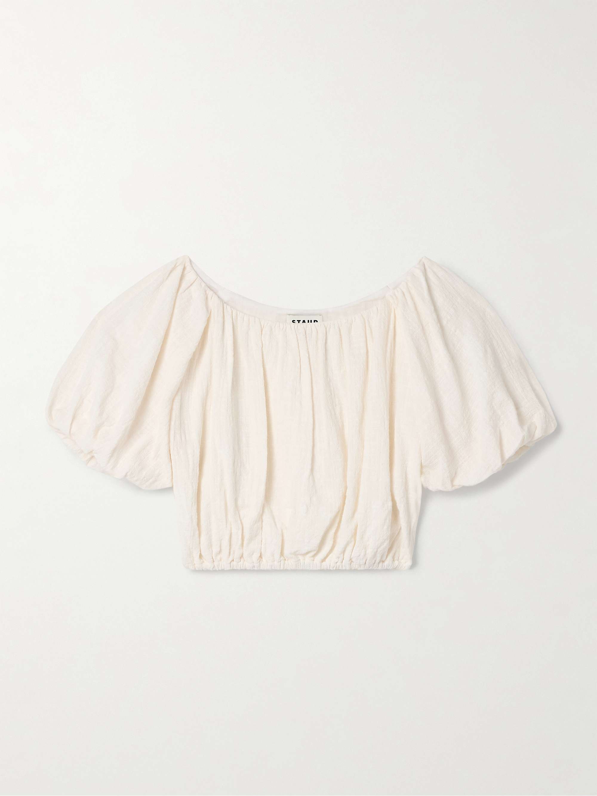 Cayman cropped gathered cotton-gauze top view