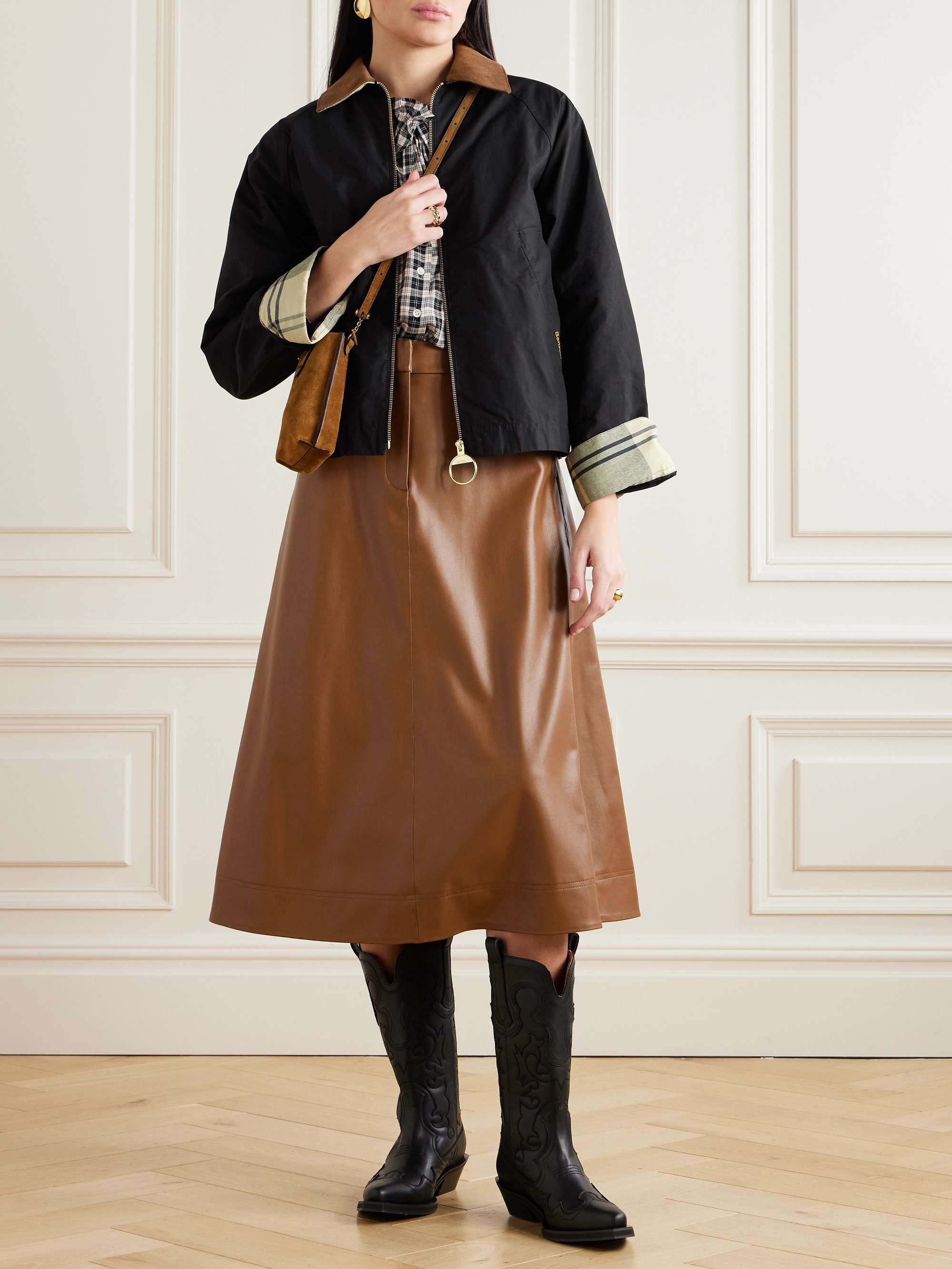 Cropped corduroy-trimmed cotton-canvas jacket view