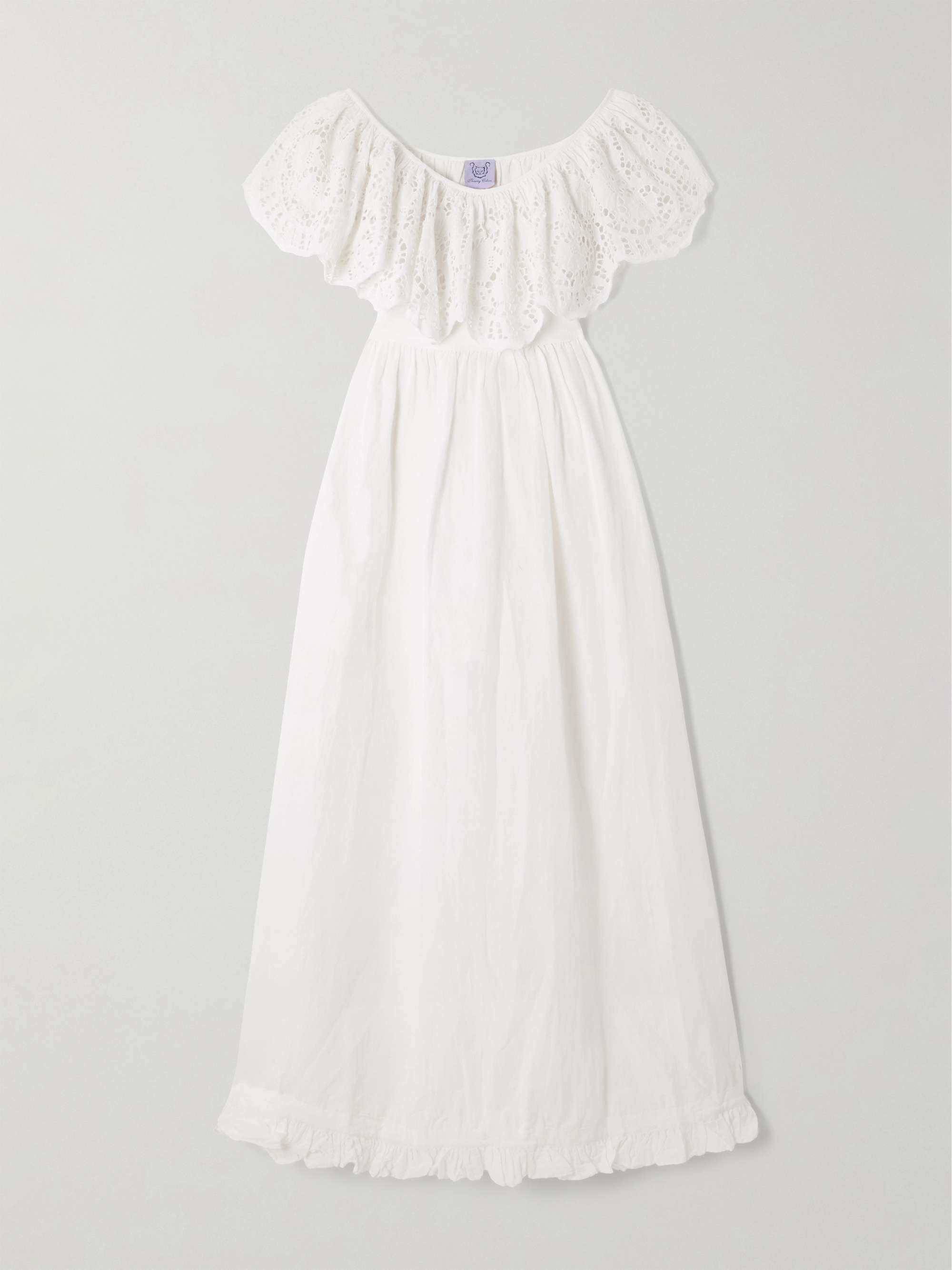 Milos ruffled broderie anglaise linen and cotton-blend maxi dress view