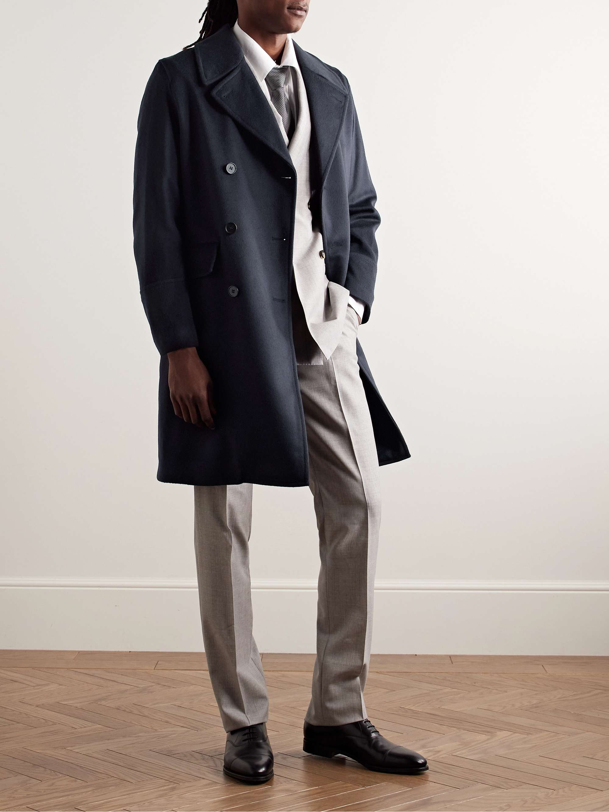 Double-Breasted Wool and Cashmere-Blend Felt Coat view
