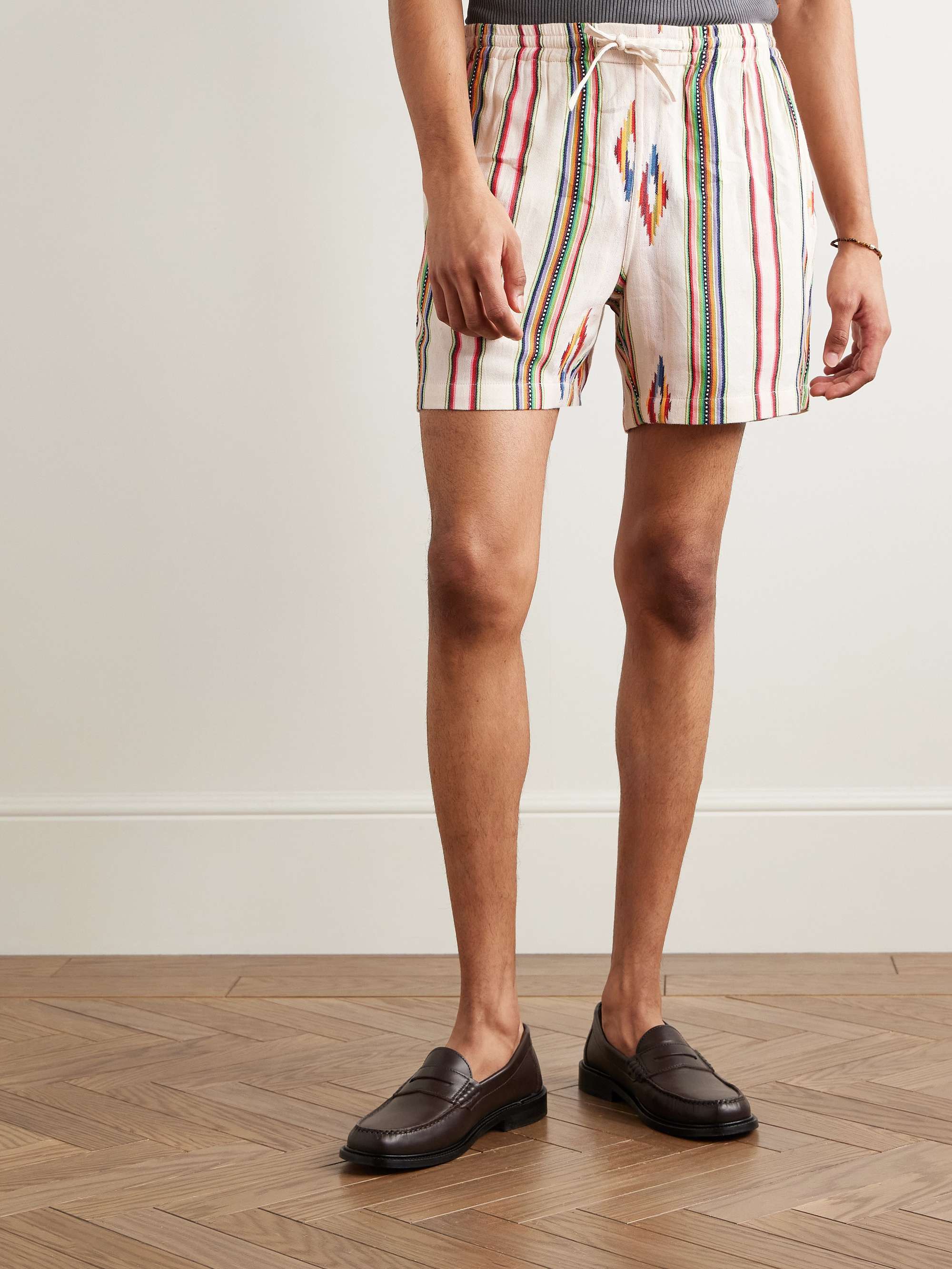 Olbia Straight-Leg Cotton-Jacquard Drawstring Shorts view