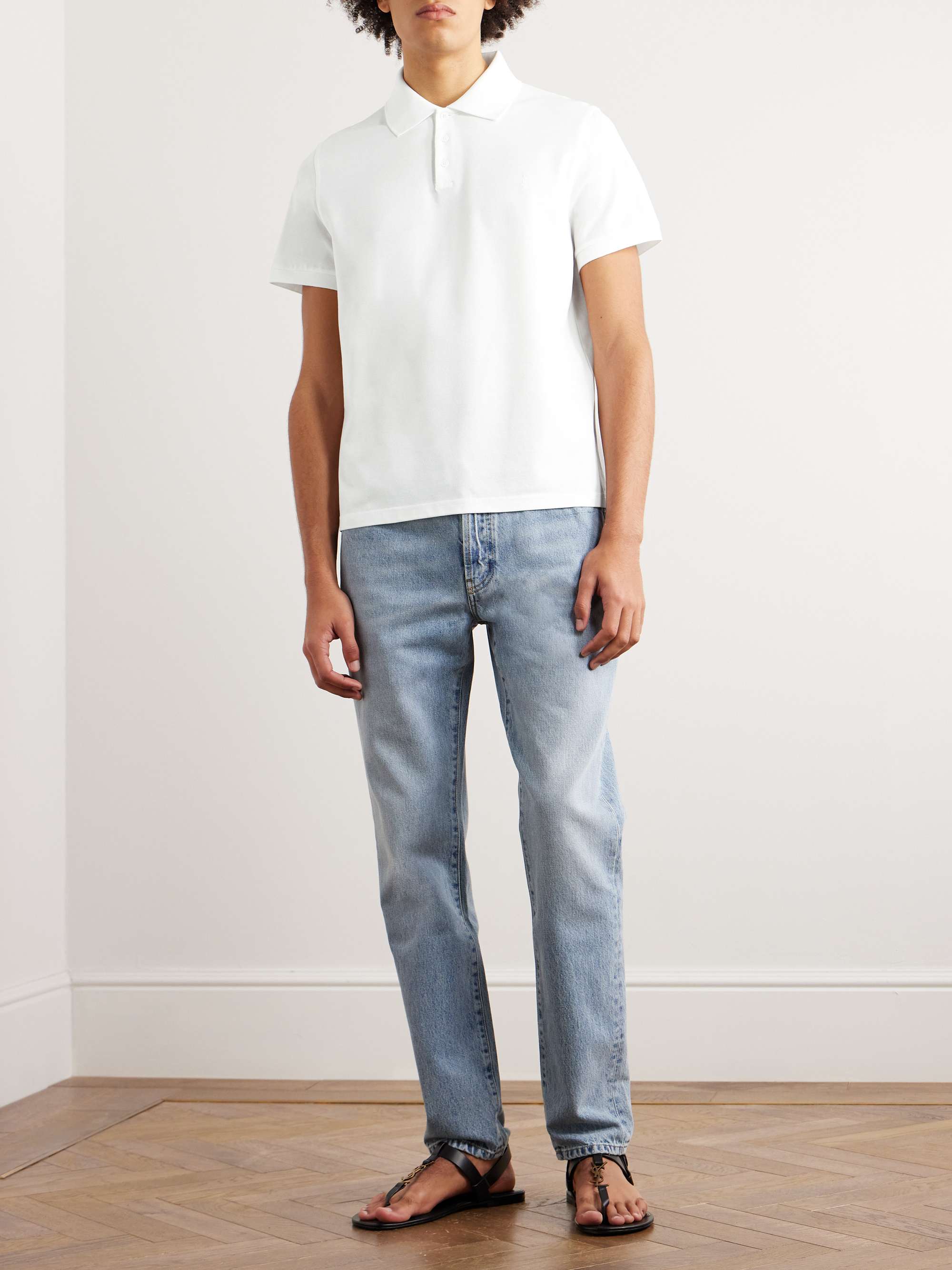 Monogram Logo-Embroidered Cotton-Piqué Polo Shirt view