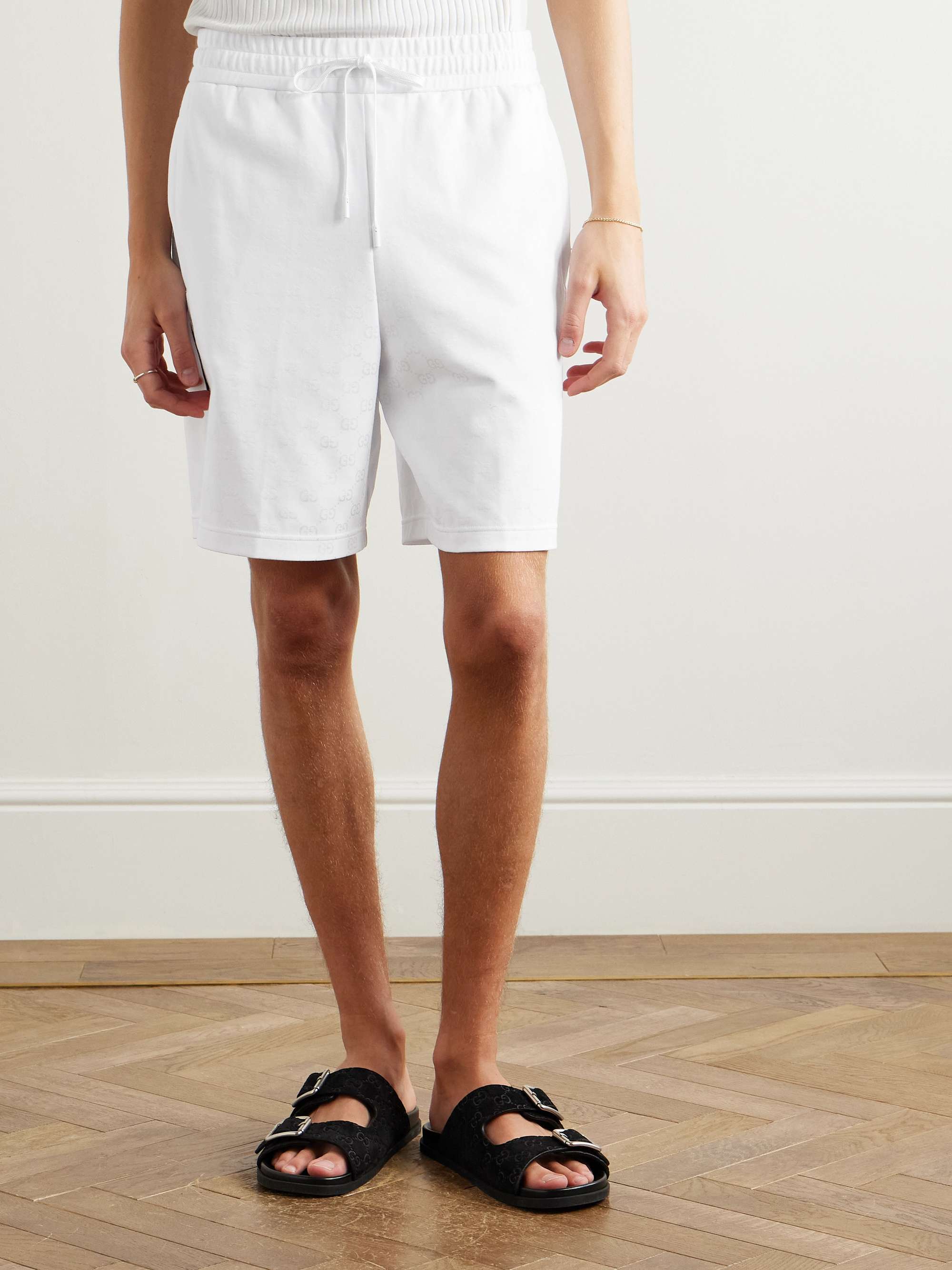 Straight-Leg Logo-Jacquard Jersey Drawstring Shorts view