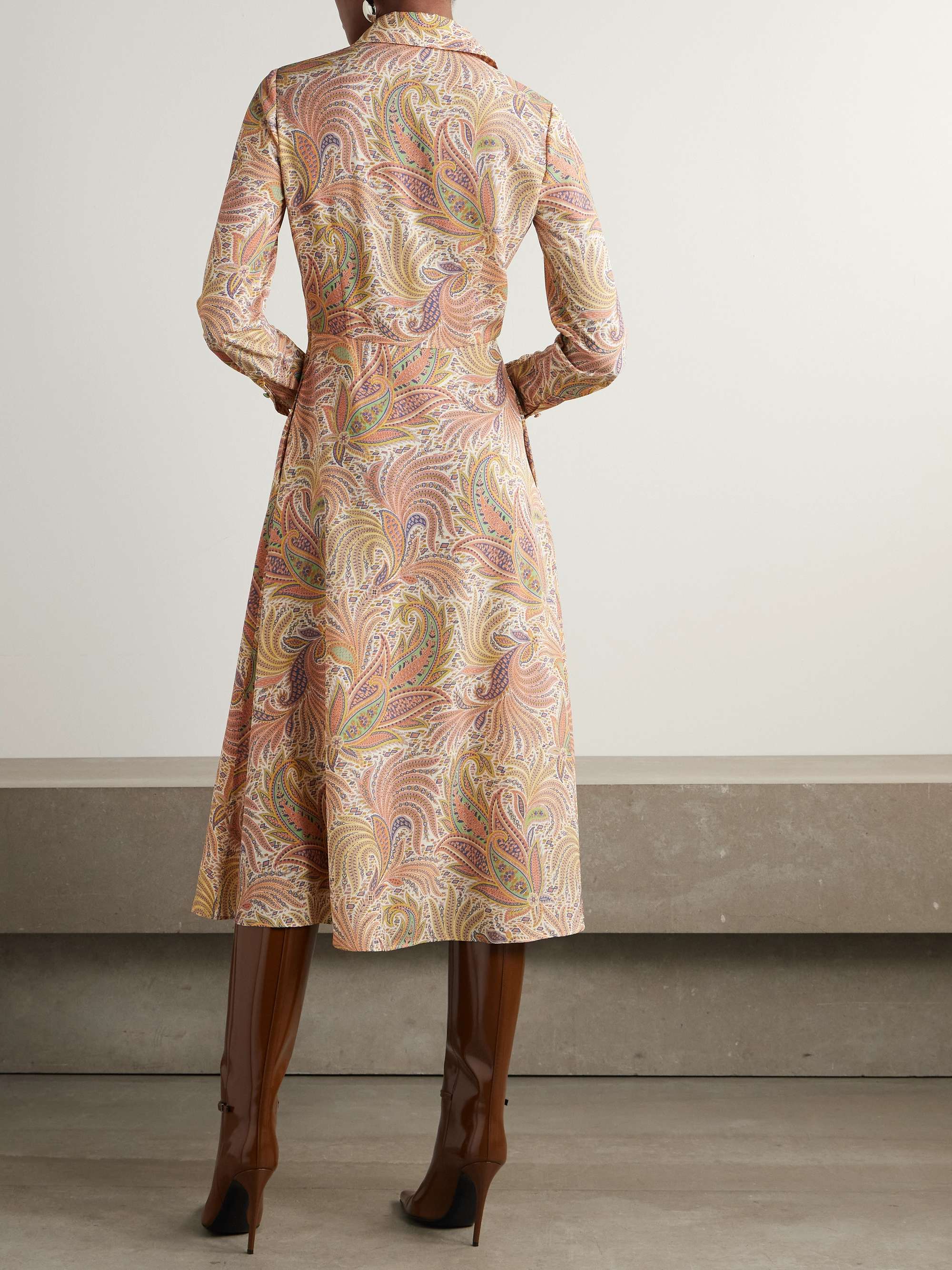 Printed stretch-crepe midi dress view