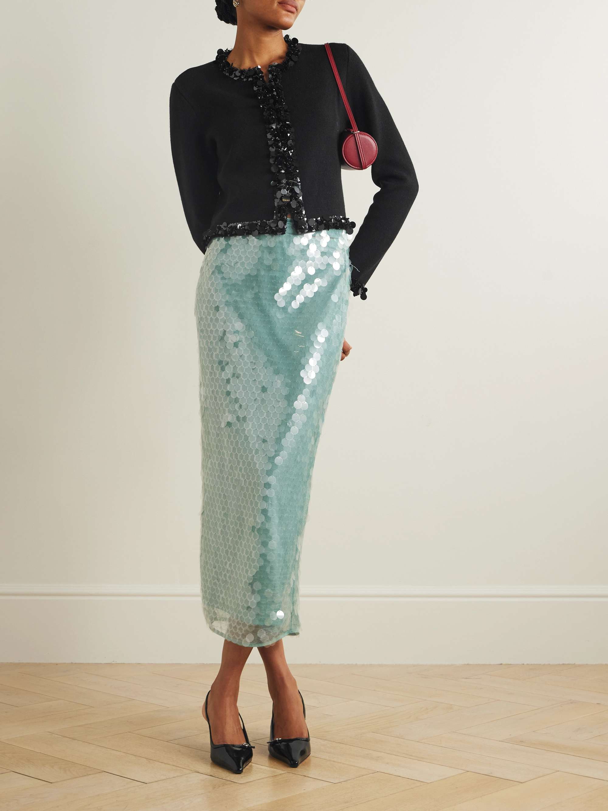 Kendra embellished wool and cashmere-blend cardigan view