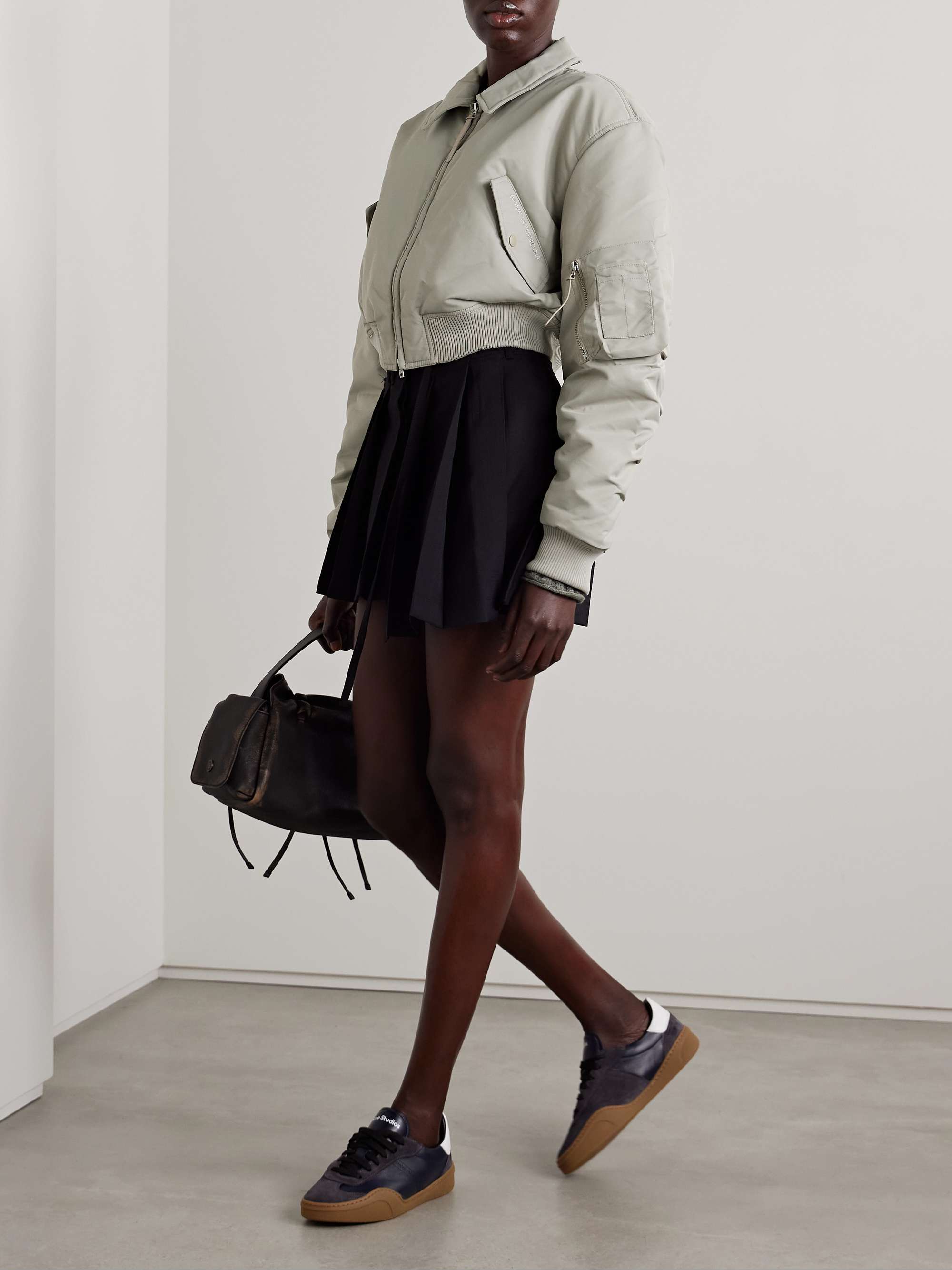 Ruched padded shell bomber jacket view