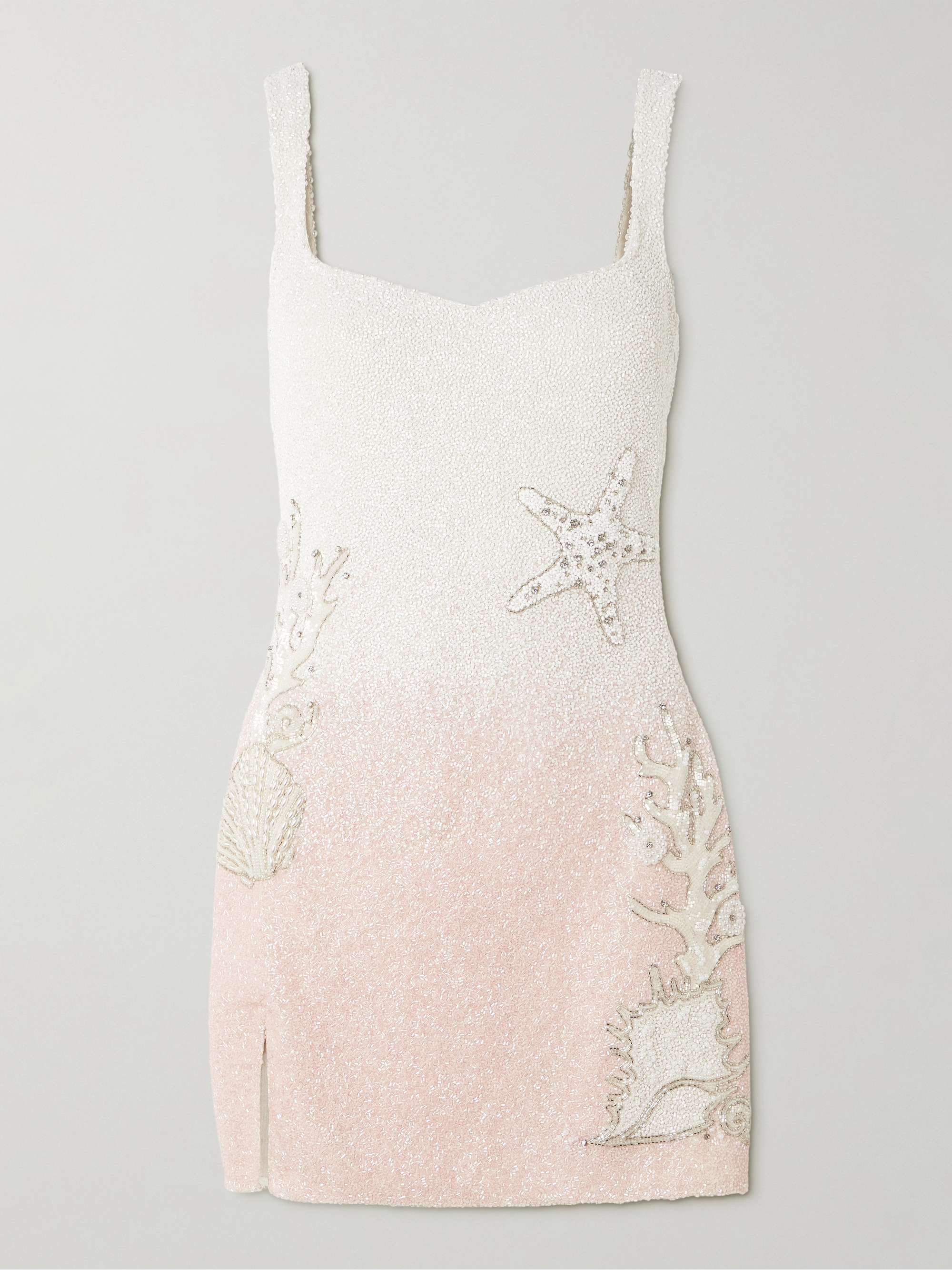 Seashell crystal-embellished beaded tulle mini dress view