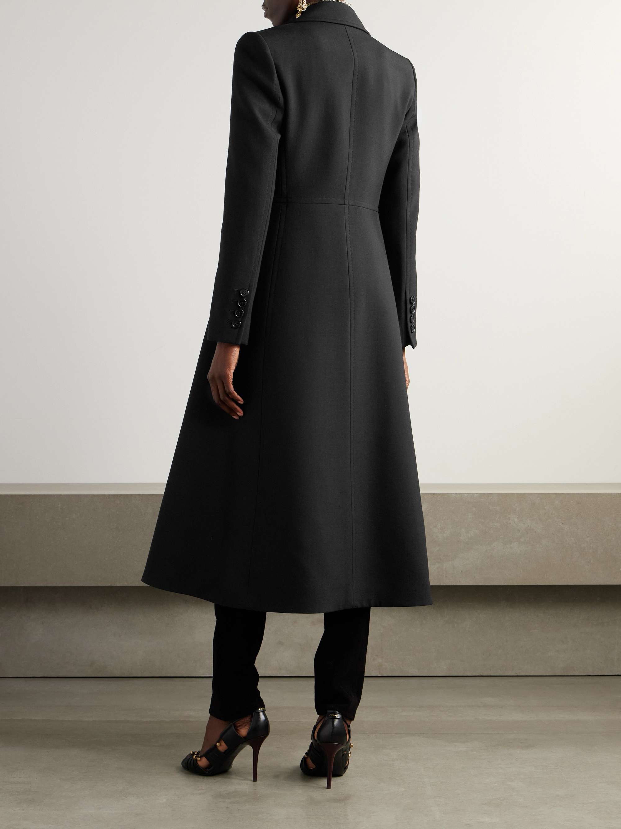 Double-breasted wool-crepe coat view
