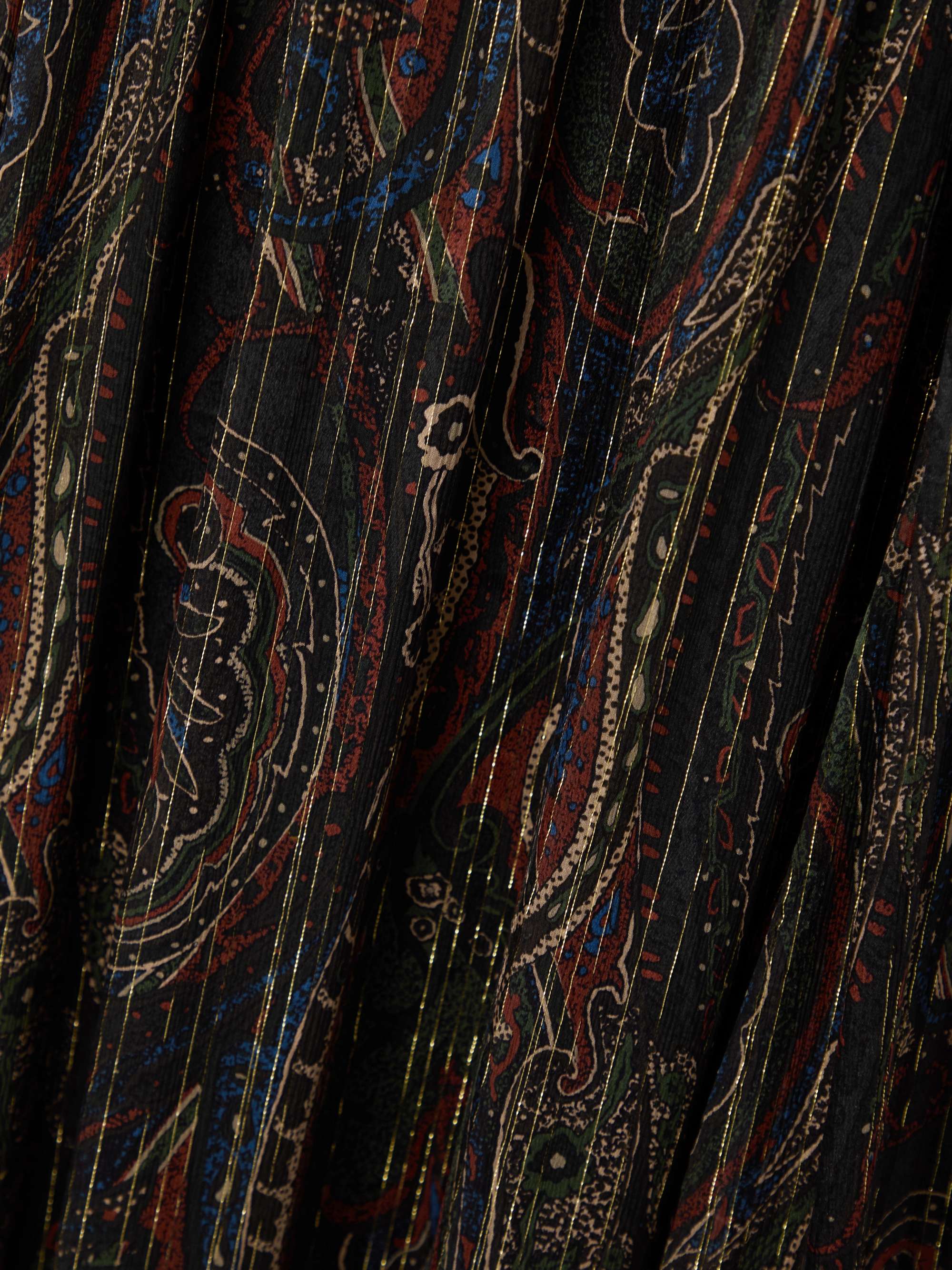 Pleated tiered paisley-print metallic silk-blend georgette maxi dress view