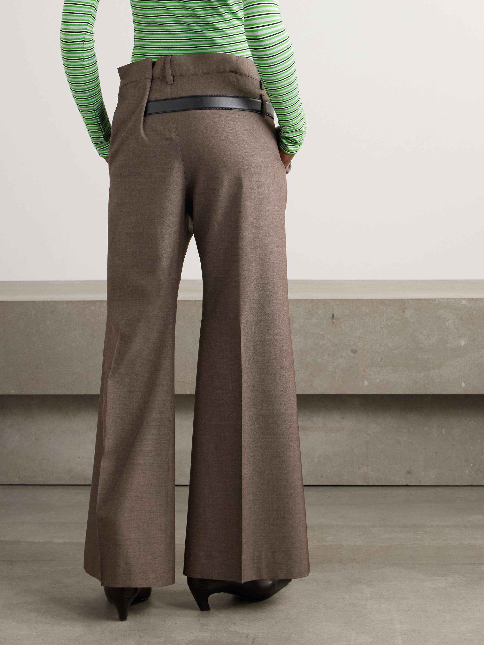 Belted wool wide-leg pants view