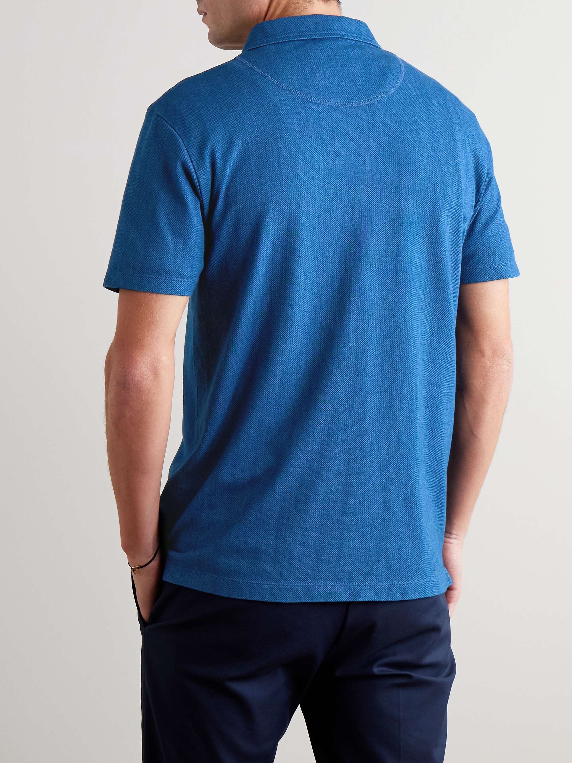 Indigo-Dyed Cotton-Piqué Polo Shirt view