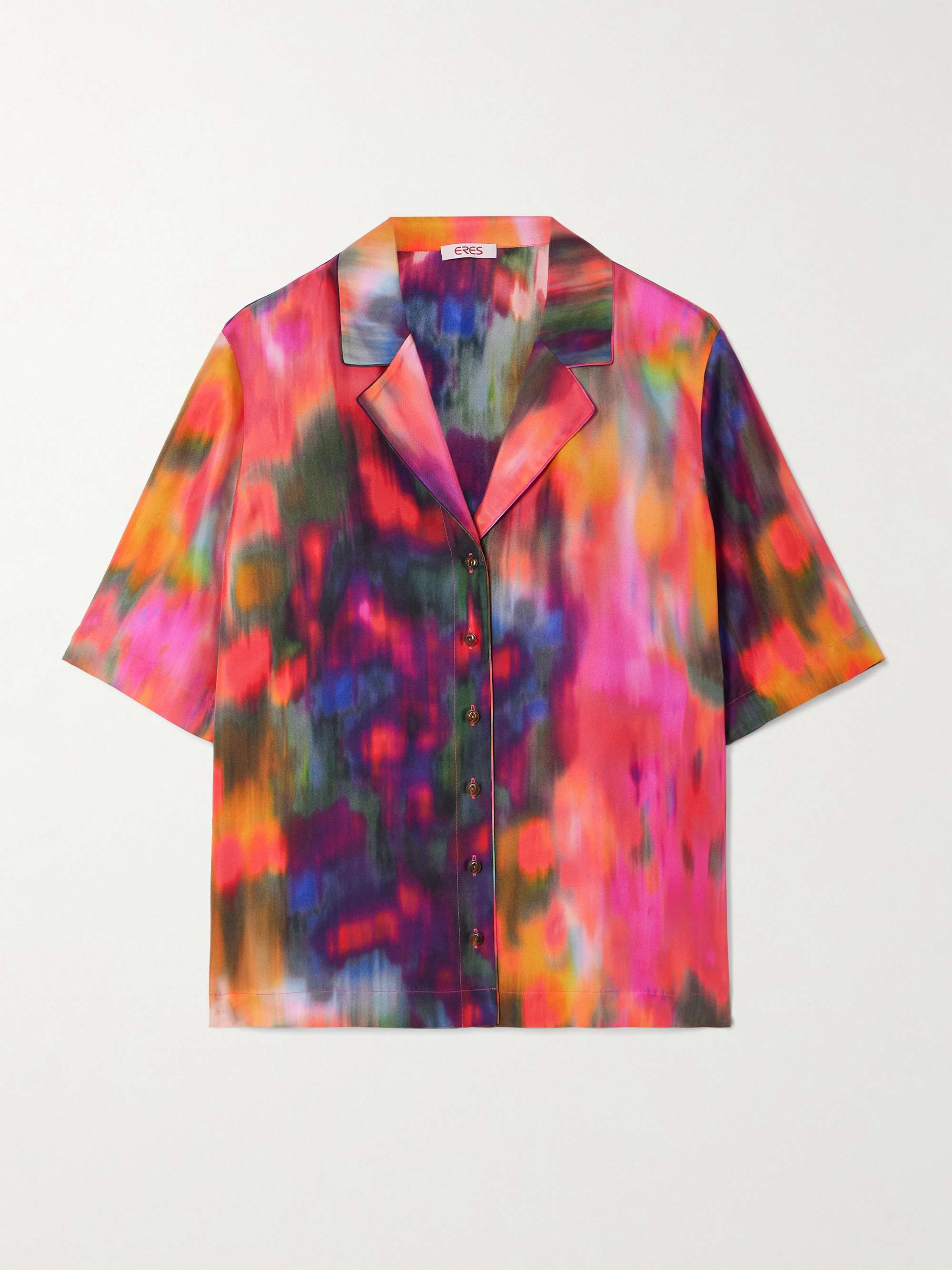 Florale printed silk-twill shirt view