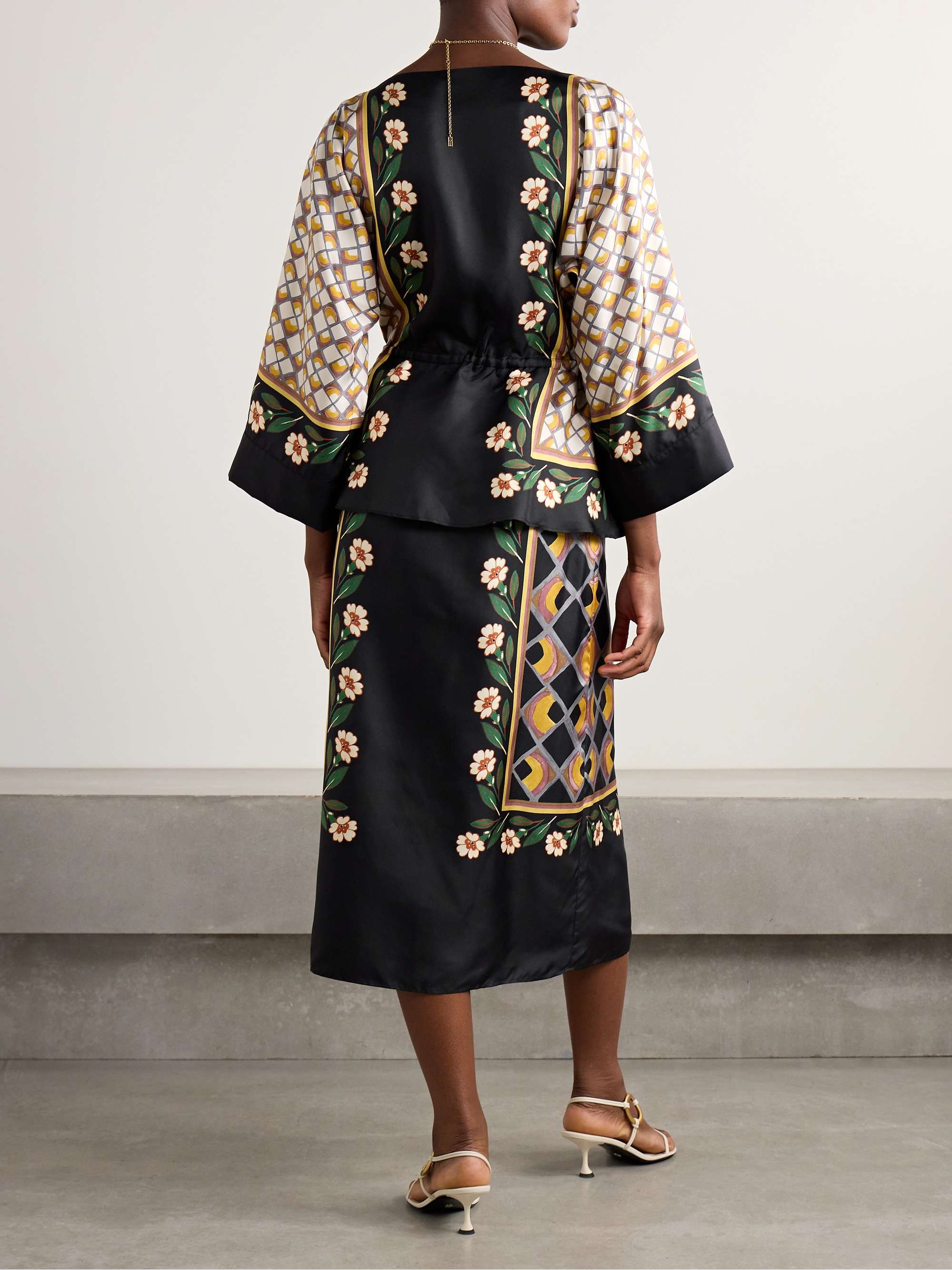Apericena printed silk-twill midi dress view
