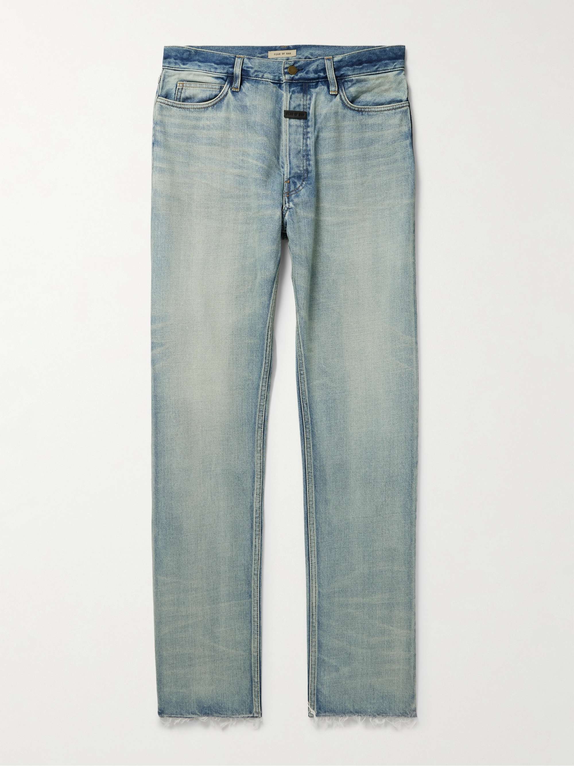 Straight-Leg Logo-Appliquéd Frayed Jeans view