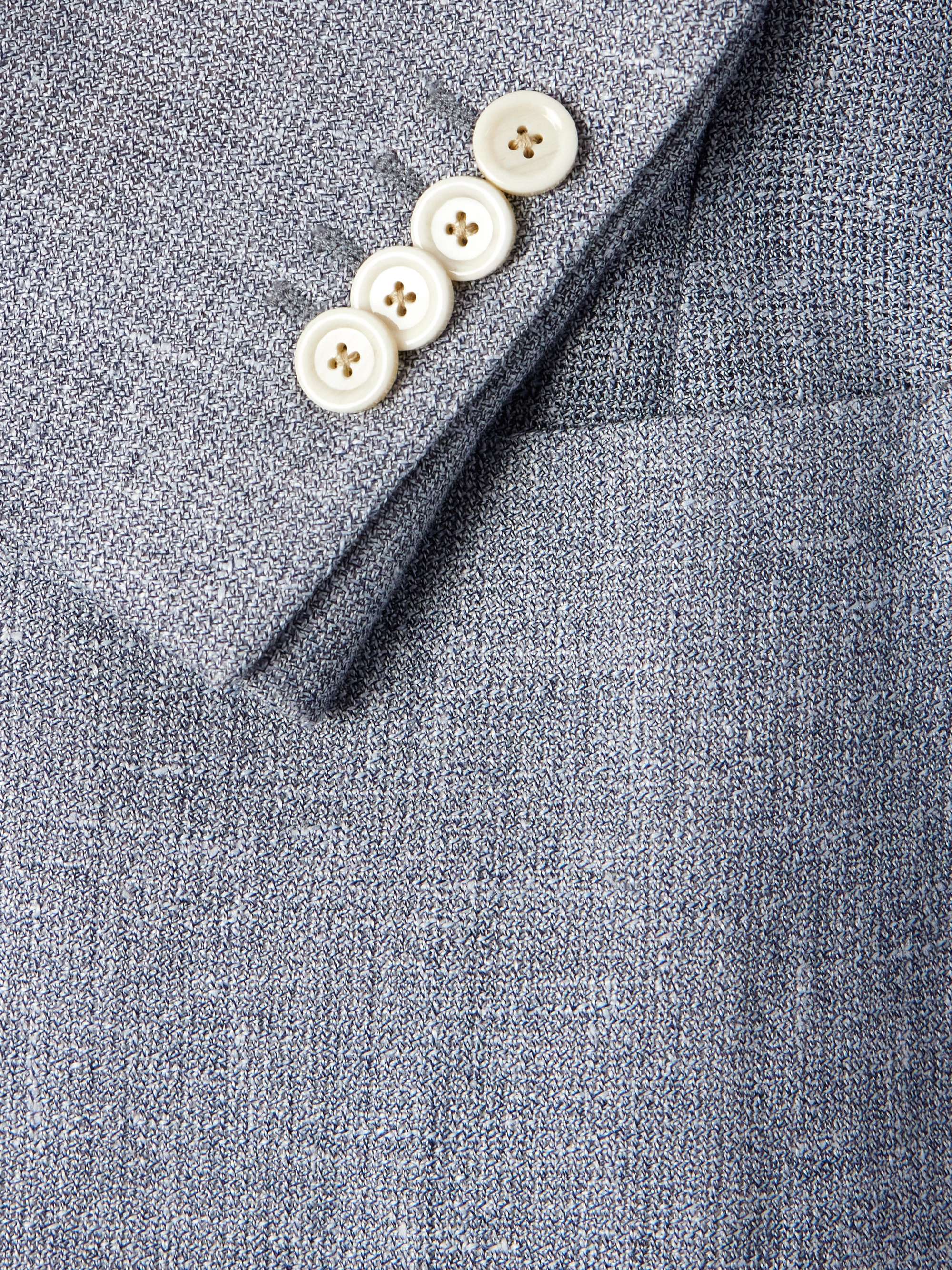 Linen and Wool-Blend Crepe Blazer view