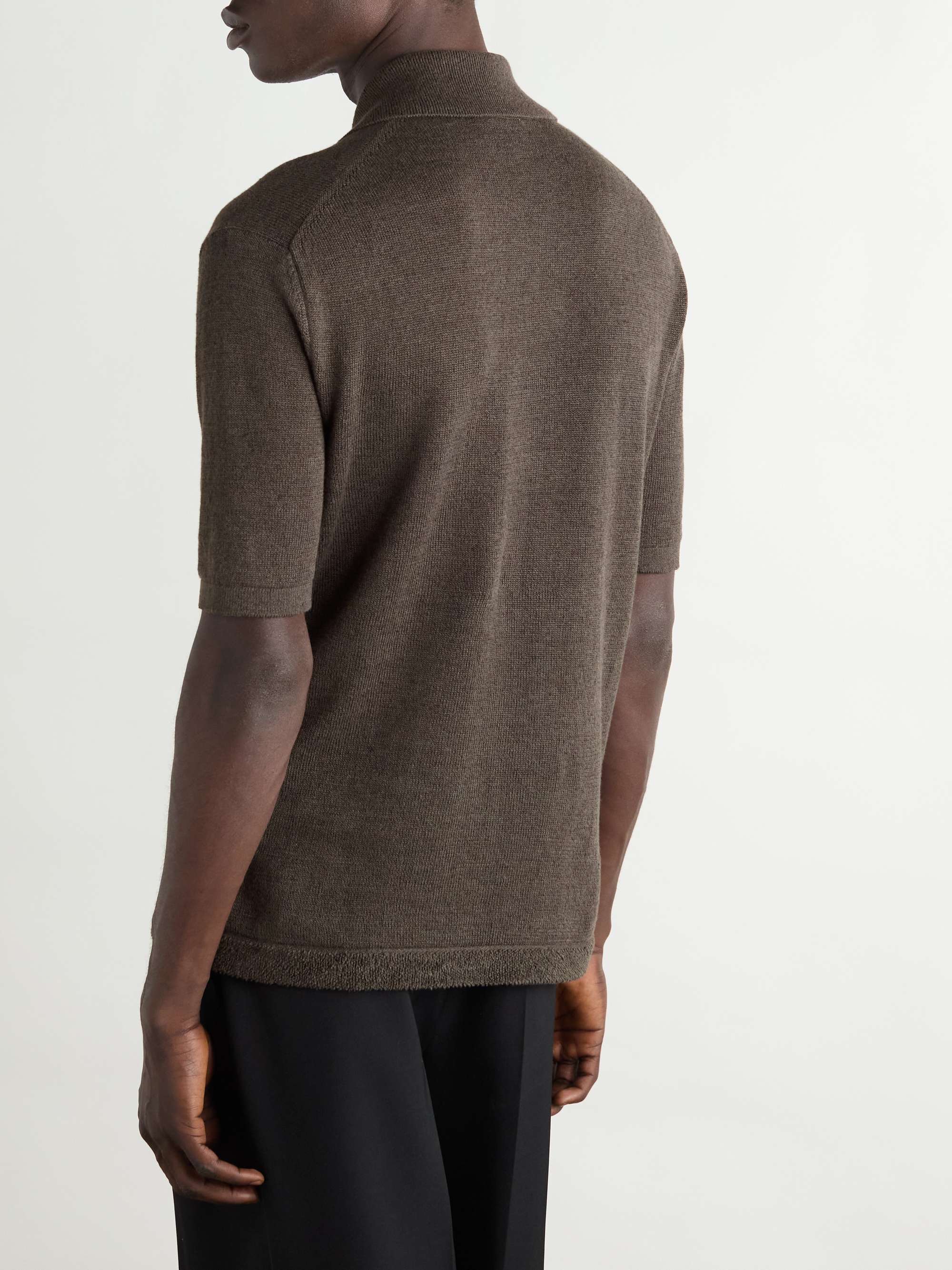 Terry-Trimmed Linen and Cotton-Blend Polo Shirt view