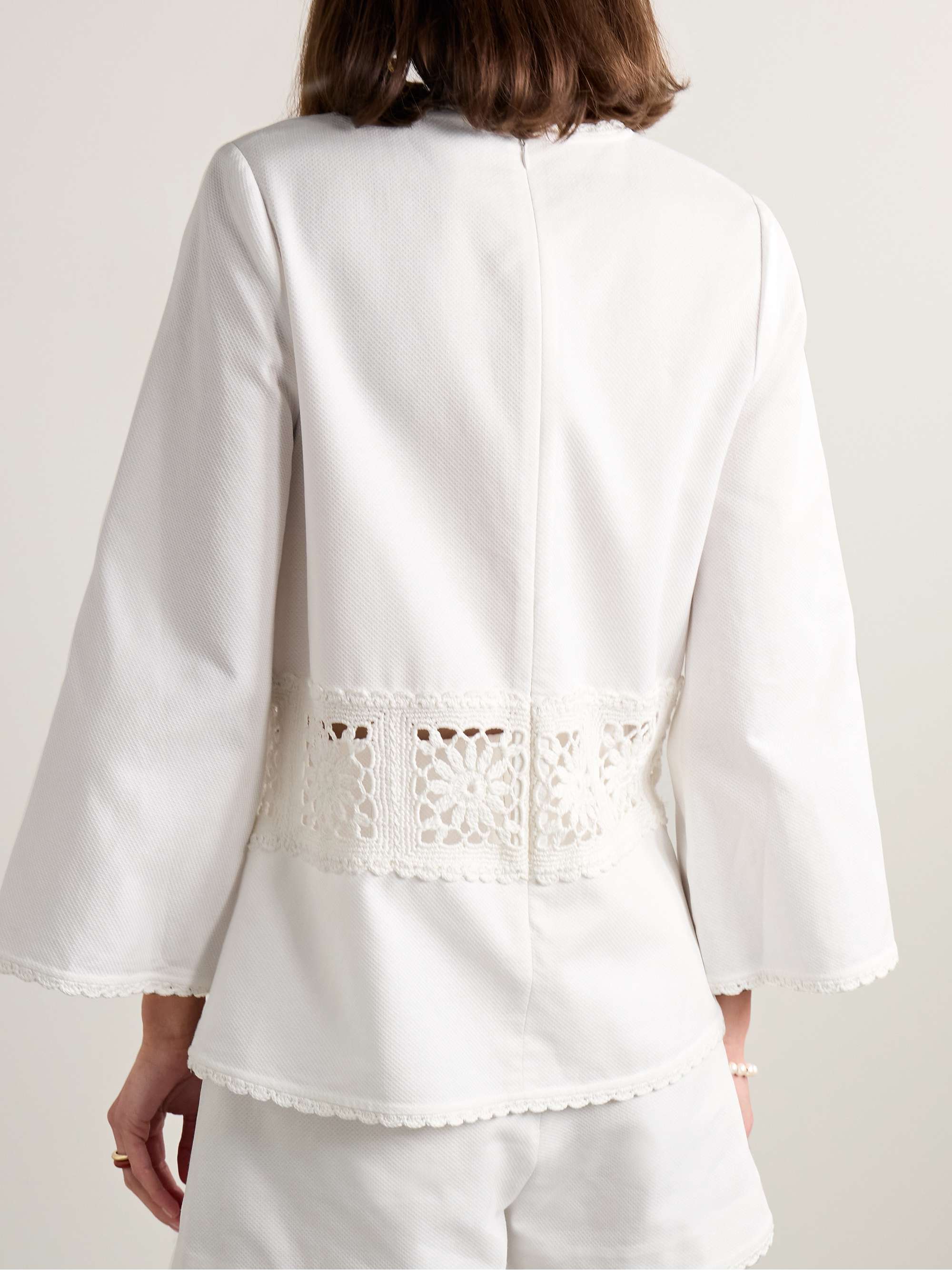 Maxine crochet-trimmed cotton-piqué top view