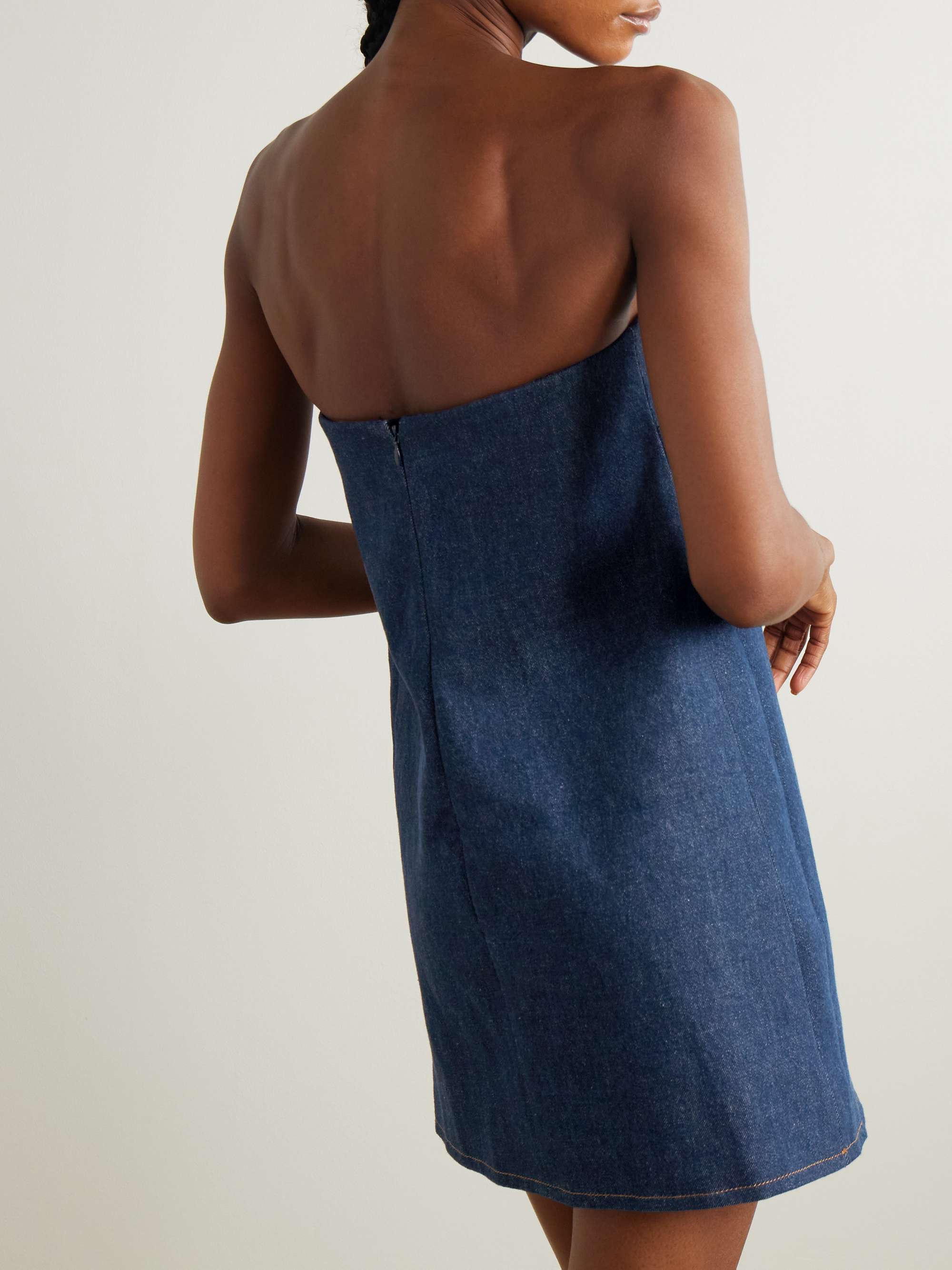 Strapless denim mini dress view