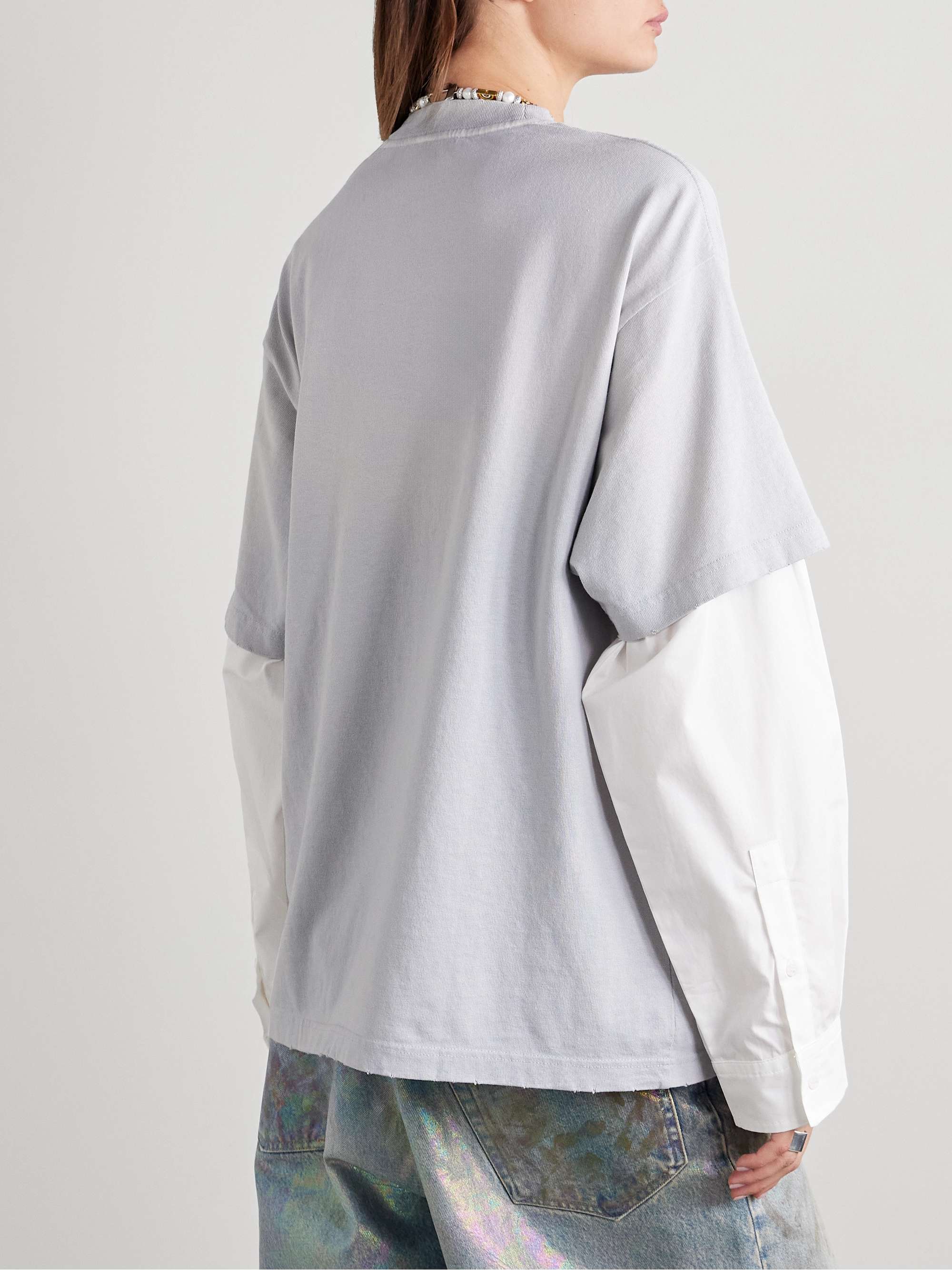 Layered printed cotton-jersey T-shirt view