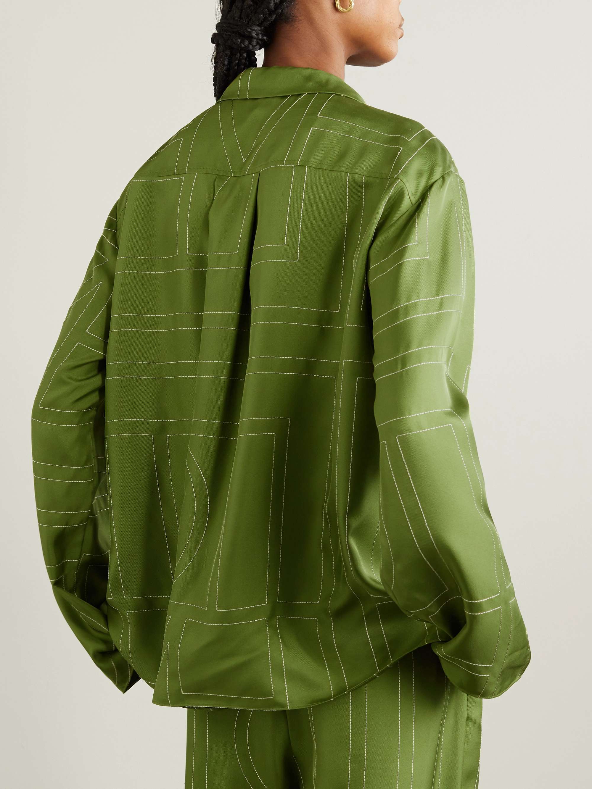 Embroidered silk-twill shirt view