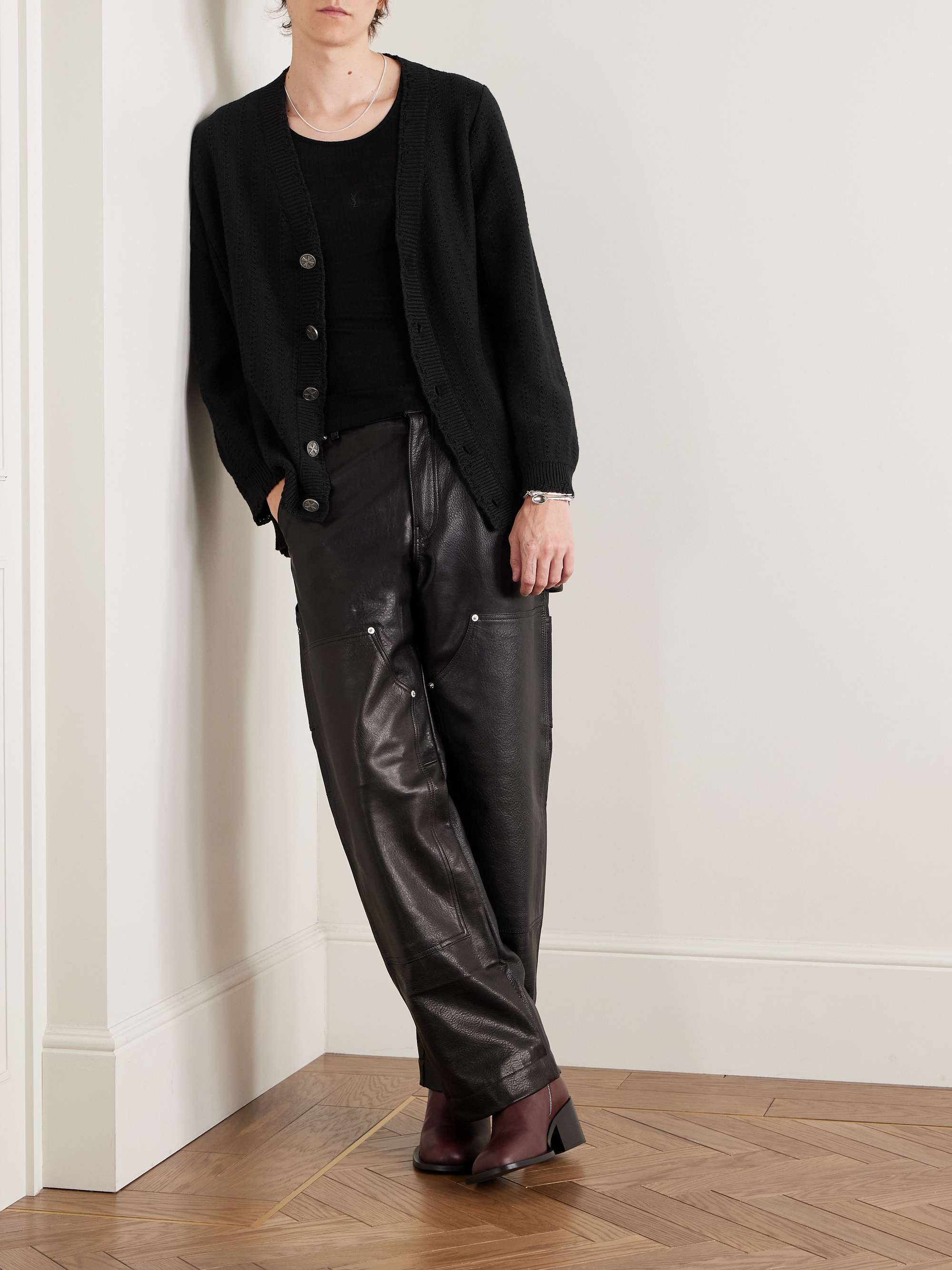 Distressed Cotton and Cashmere-Blend Cardigan view
