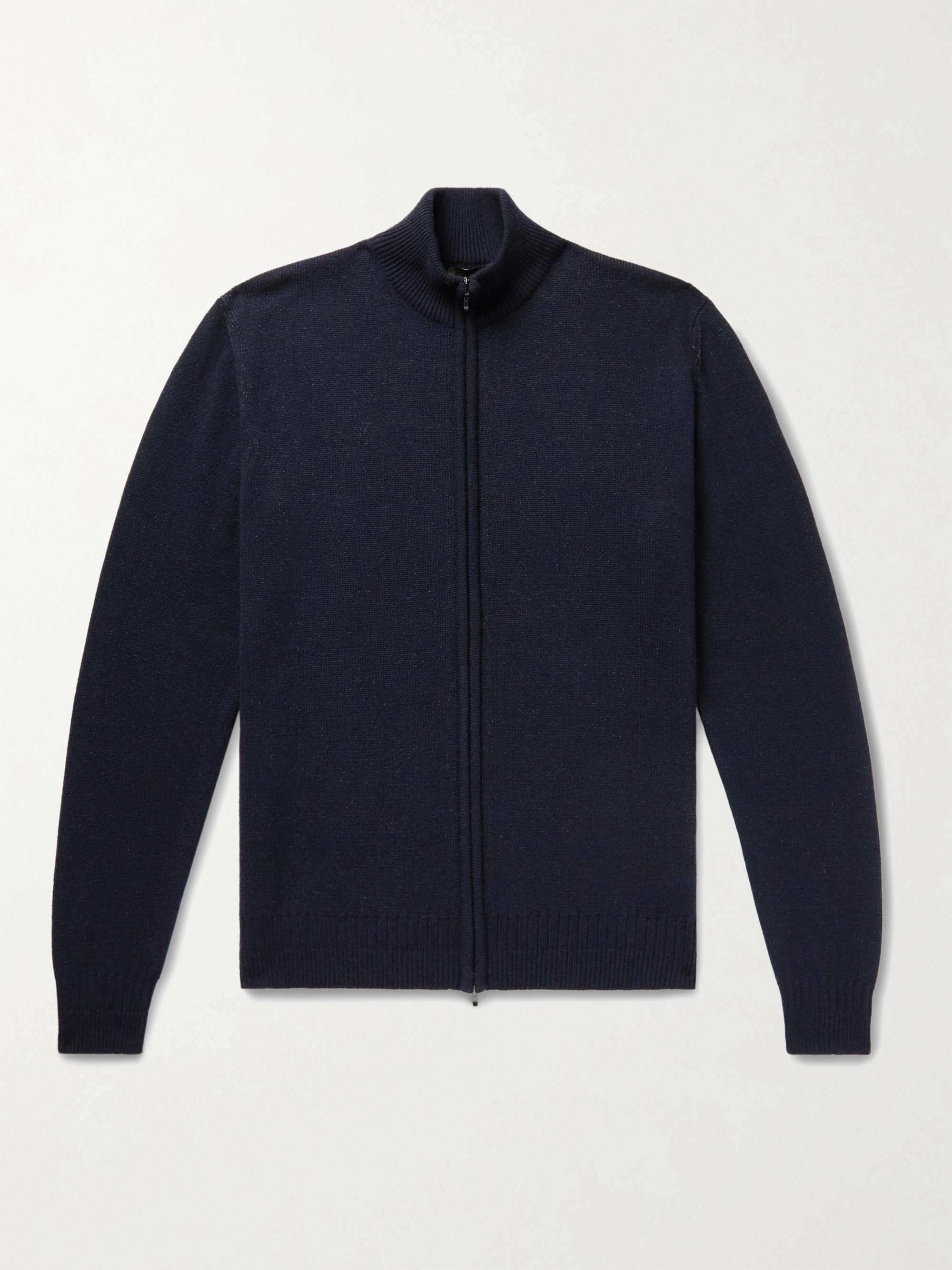 Mélange Baby Cashmere and Silk-Blend Zip-Up Cardigan view