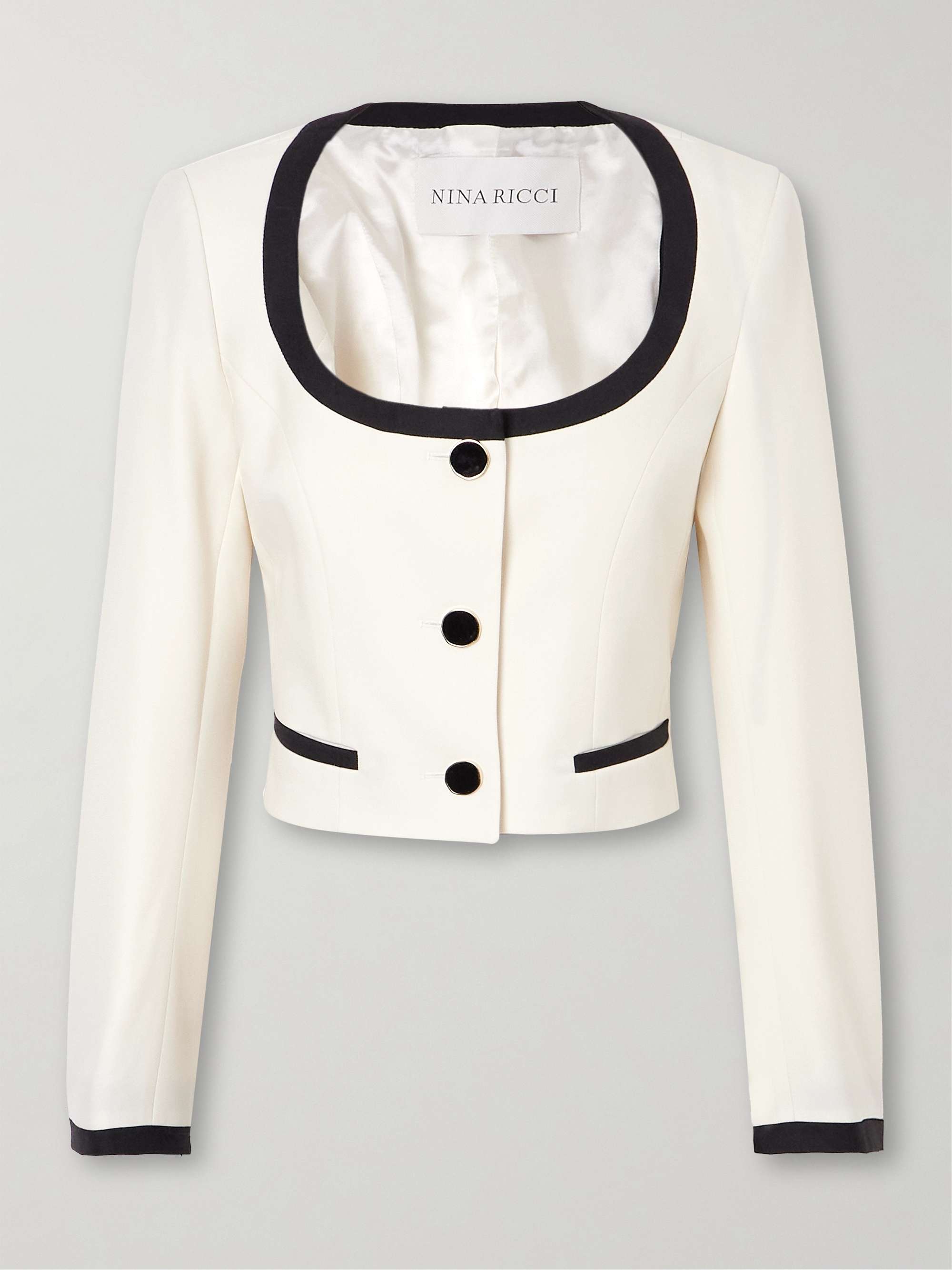 Cropped wool-gabardine jacket view