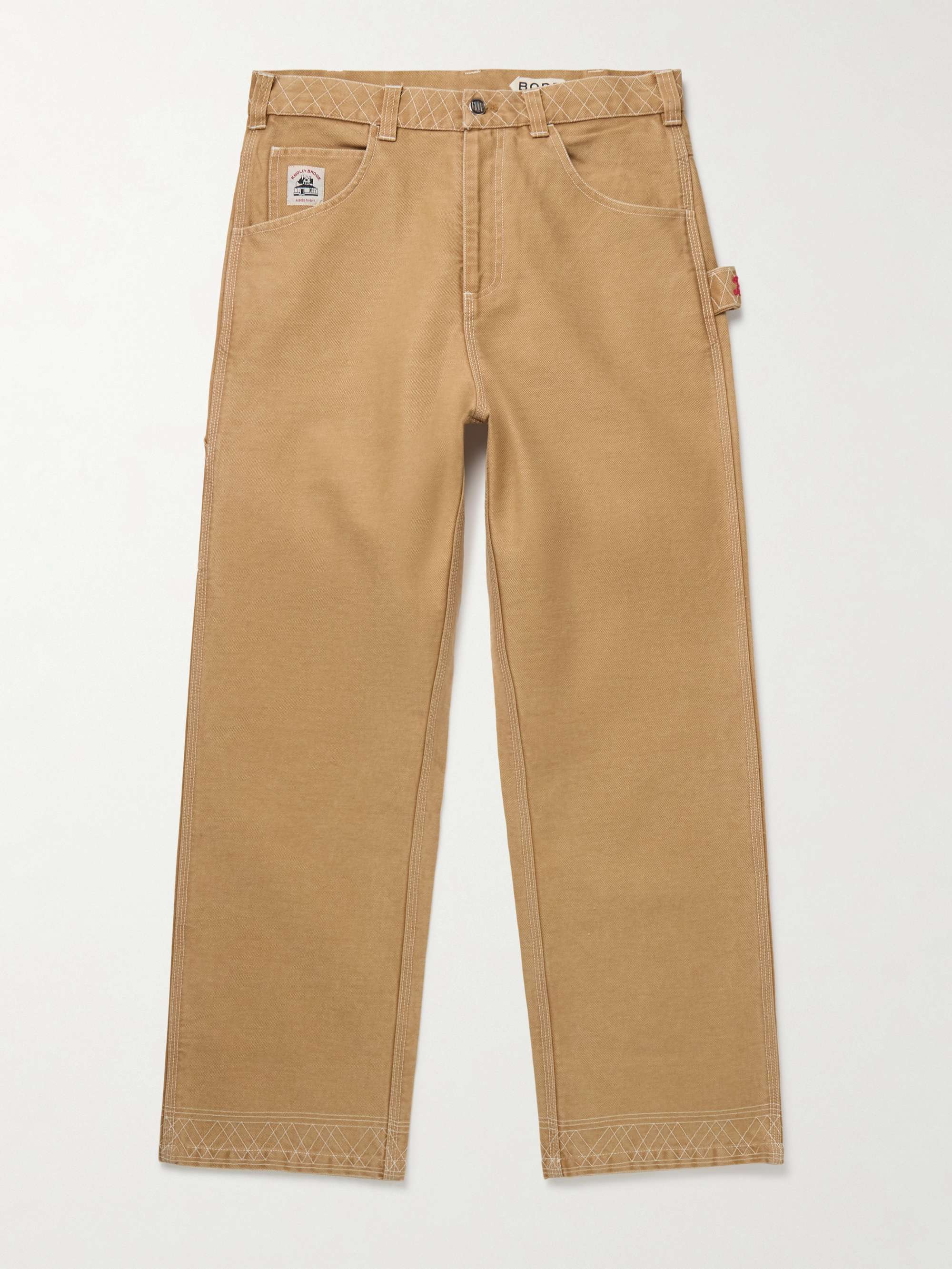 Knolly Brook Straight-Leg Embroidered Cotton-Canvas Trousers view