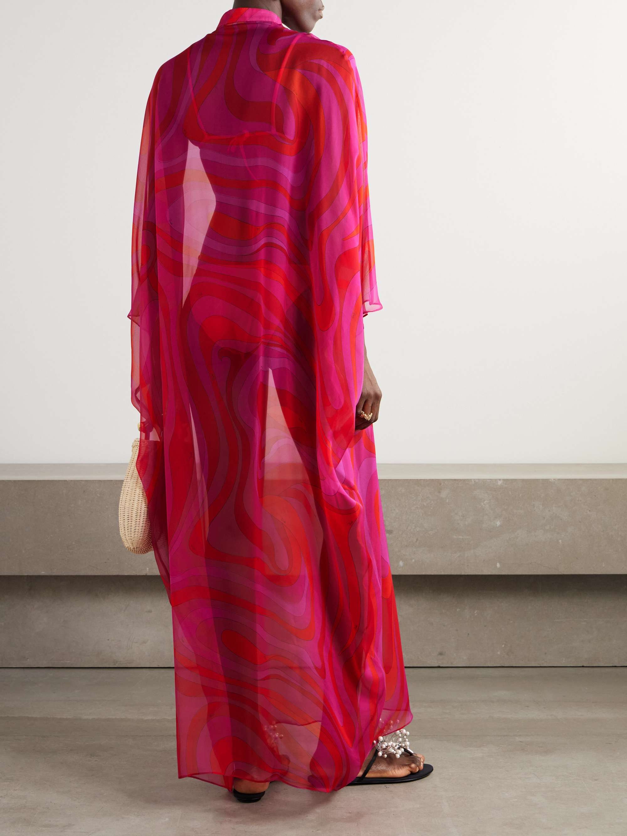 Embellished printed silk-chiffon maxi dress view