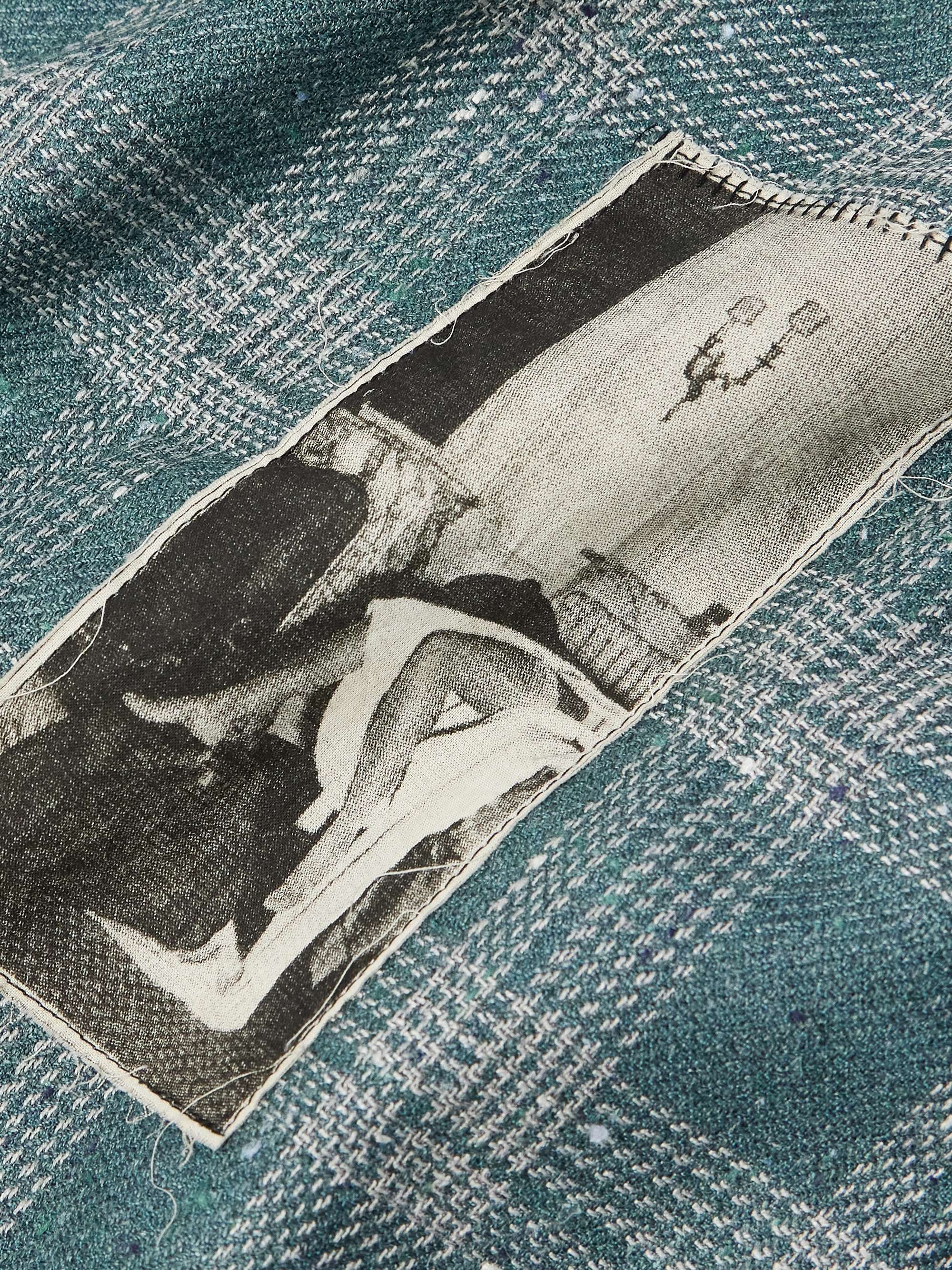 Button-Down Collar Frayed Appliquéd Printed Wool and Silk-Blend Flannel Shirt view