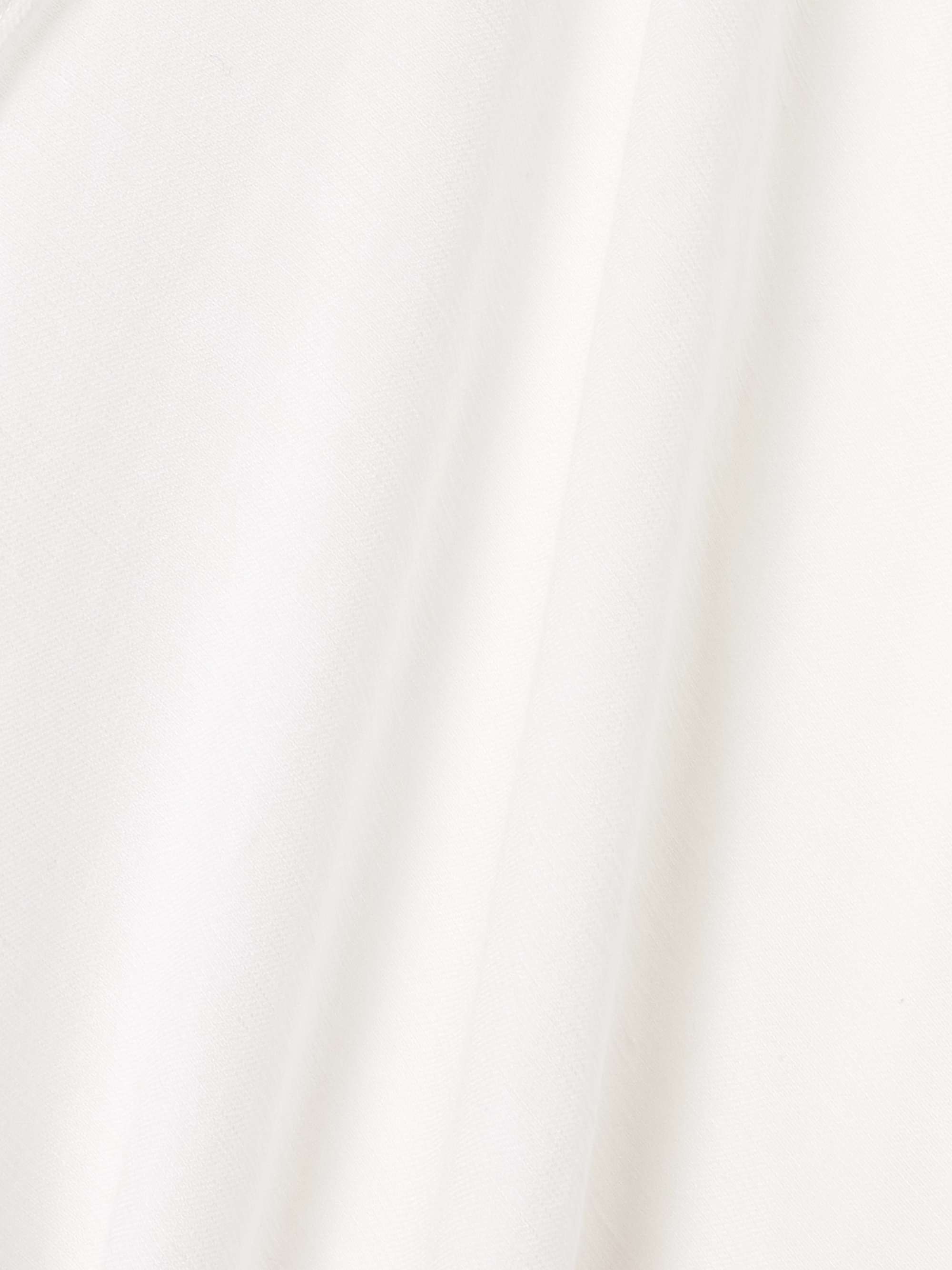 One-shoulder appliquéd draped woven top view