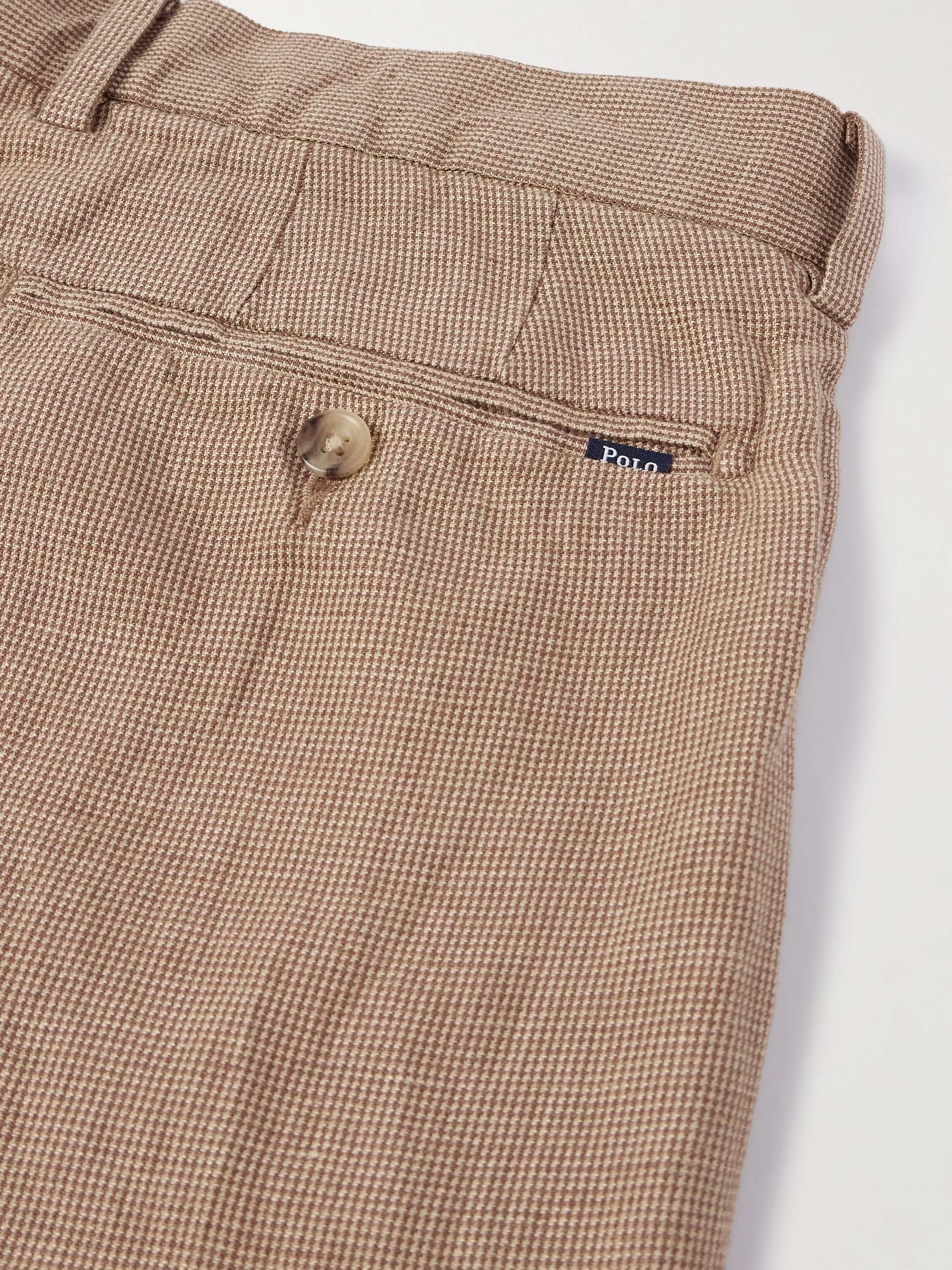 Slim-Fit Straight-Leg Puppytooth Linen and Cotton-Blend Trousers view