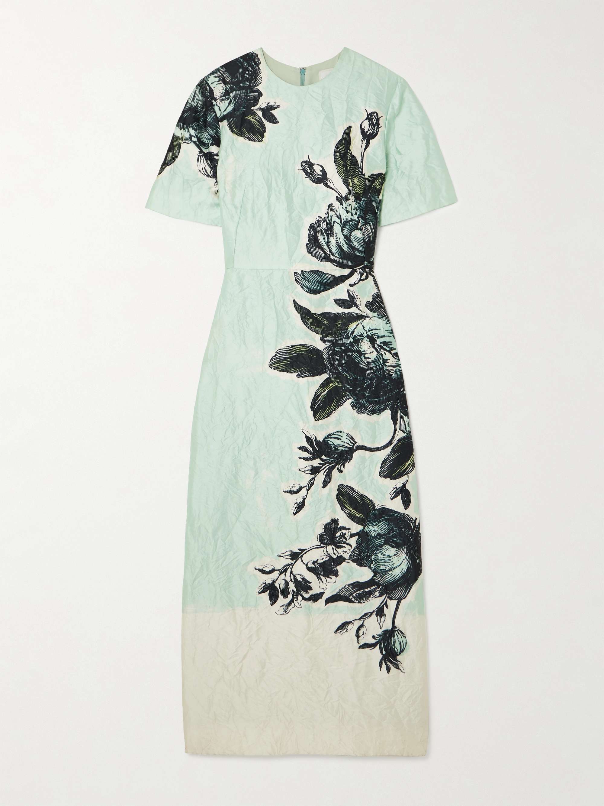 Violetta floral-print crinkled-satin midi dress view