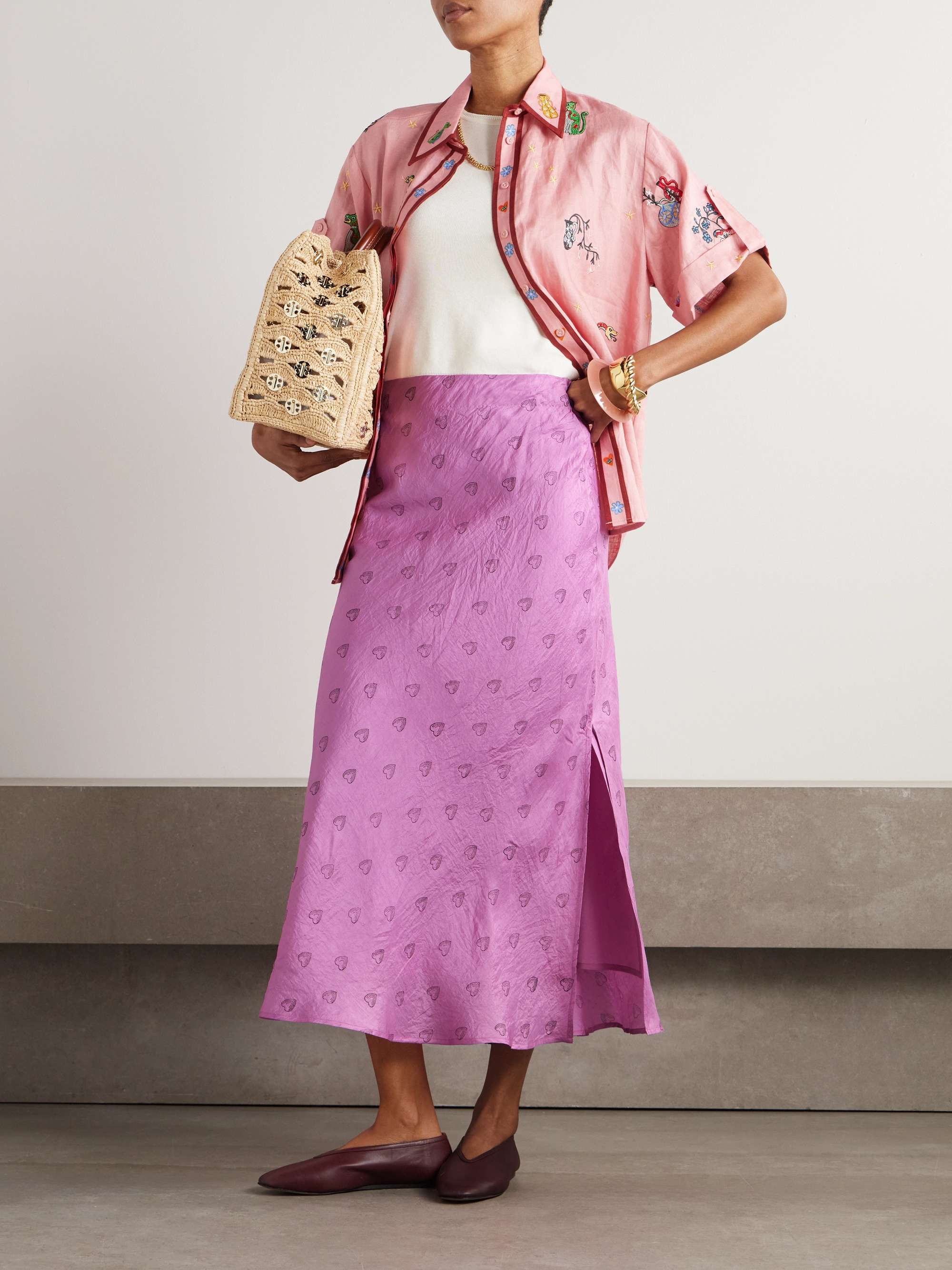 Lyra printed silk maxi skirt view