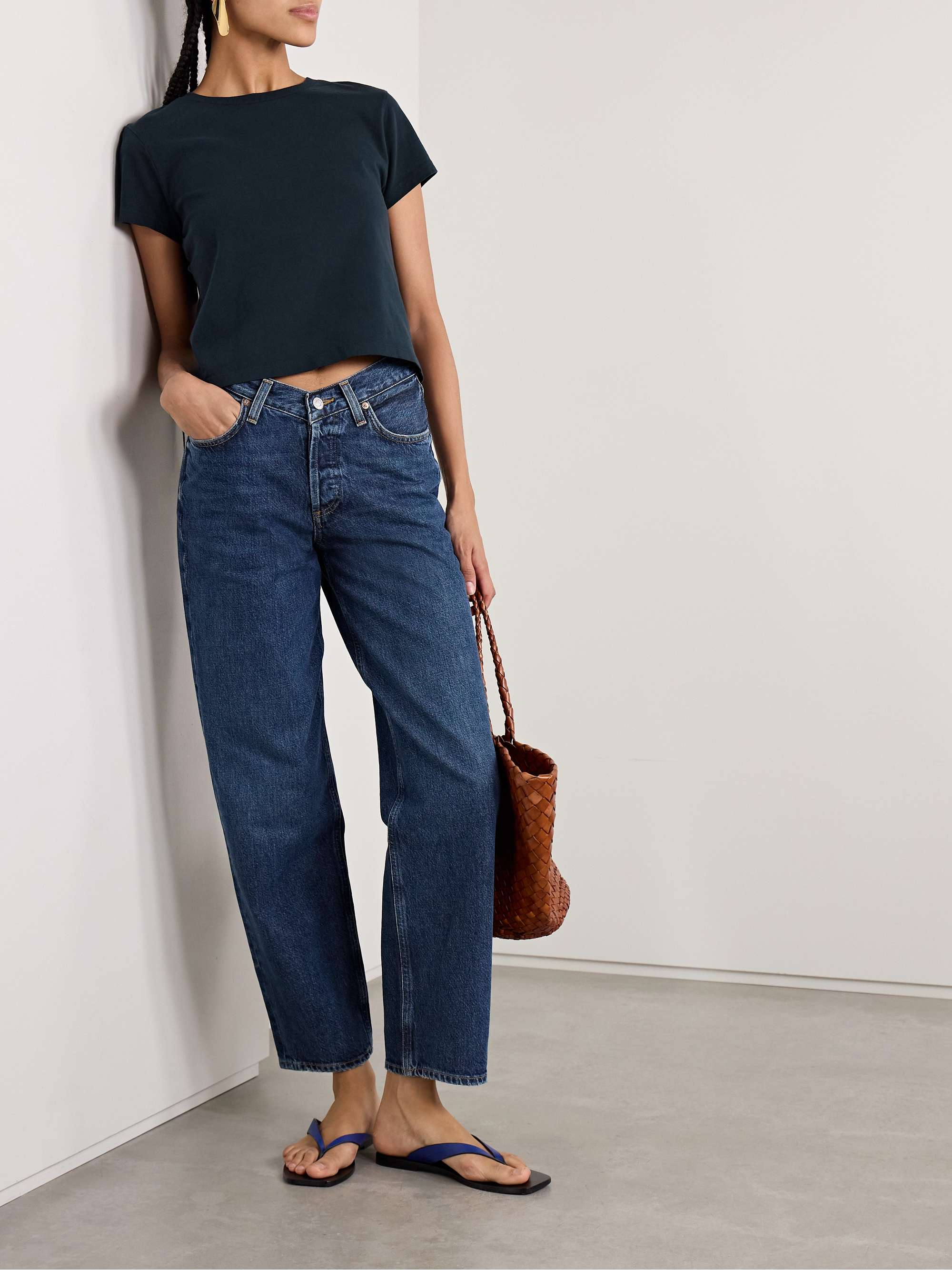 Adine cropped organic cotton-jersey T-shirt view