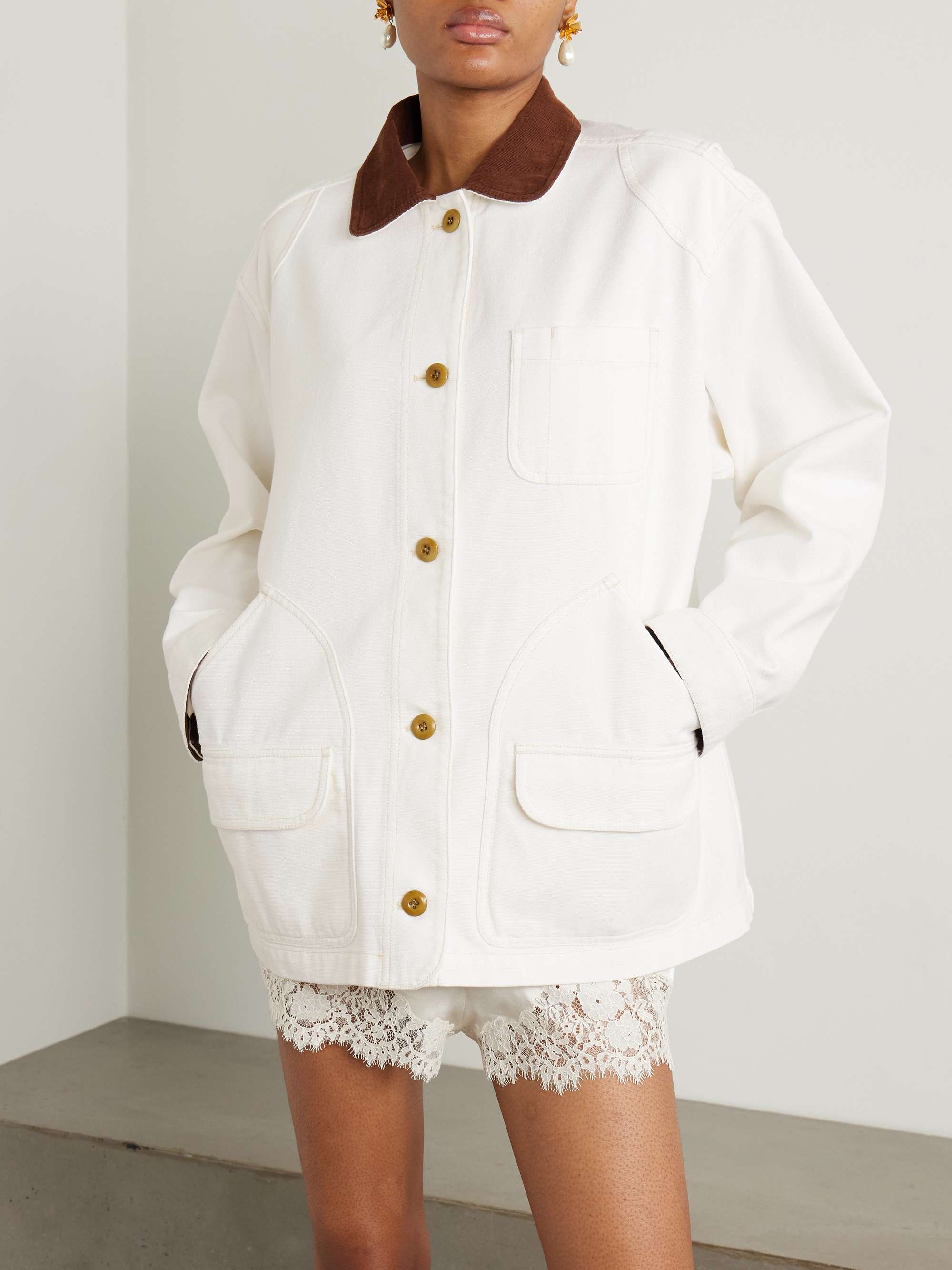 Pascual corduroy-trimmed cotton jacket view