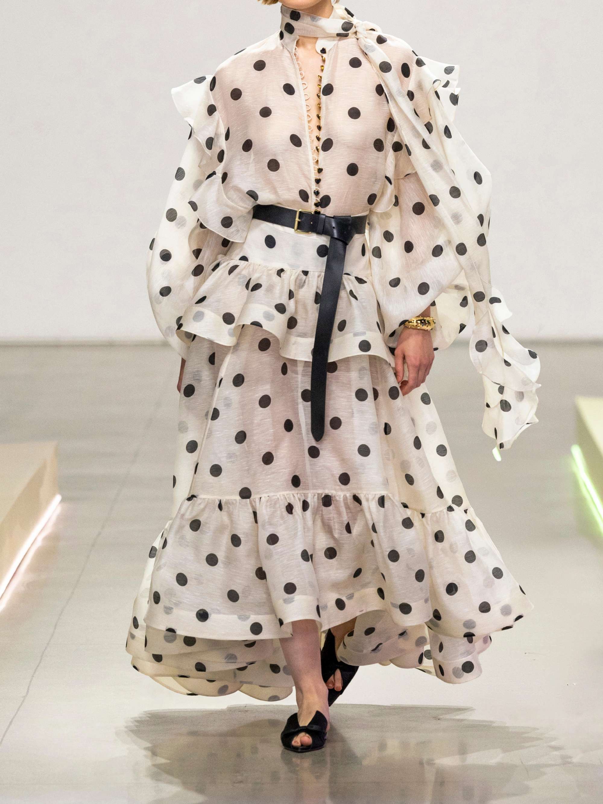 Crush ruffled polka-dot linen and silk-blend organza blouse view