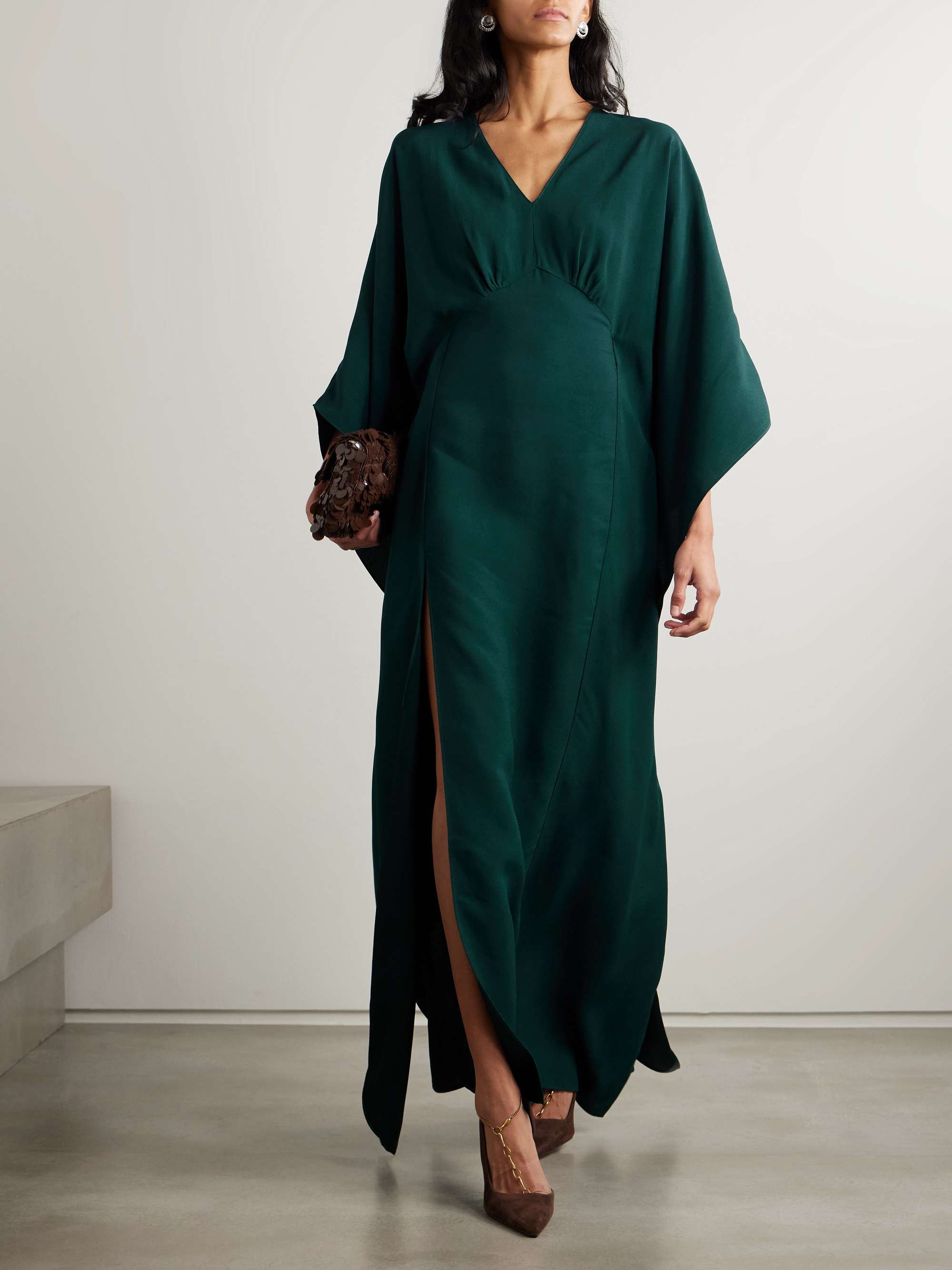 Obsession satin-trimmed crepe gown view