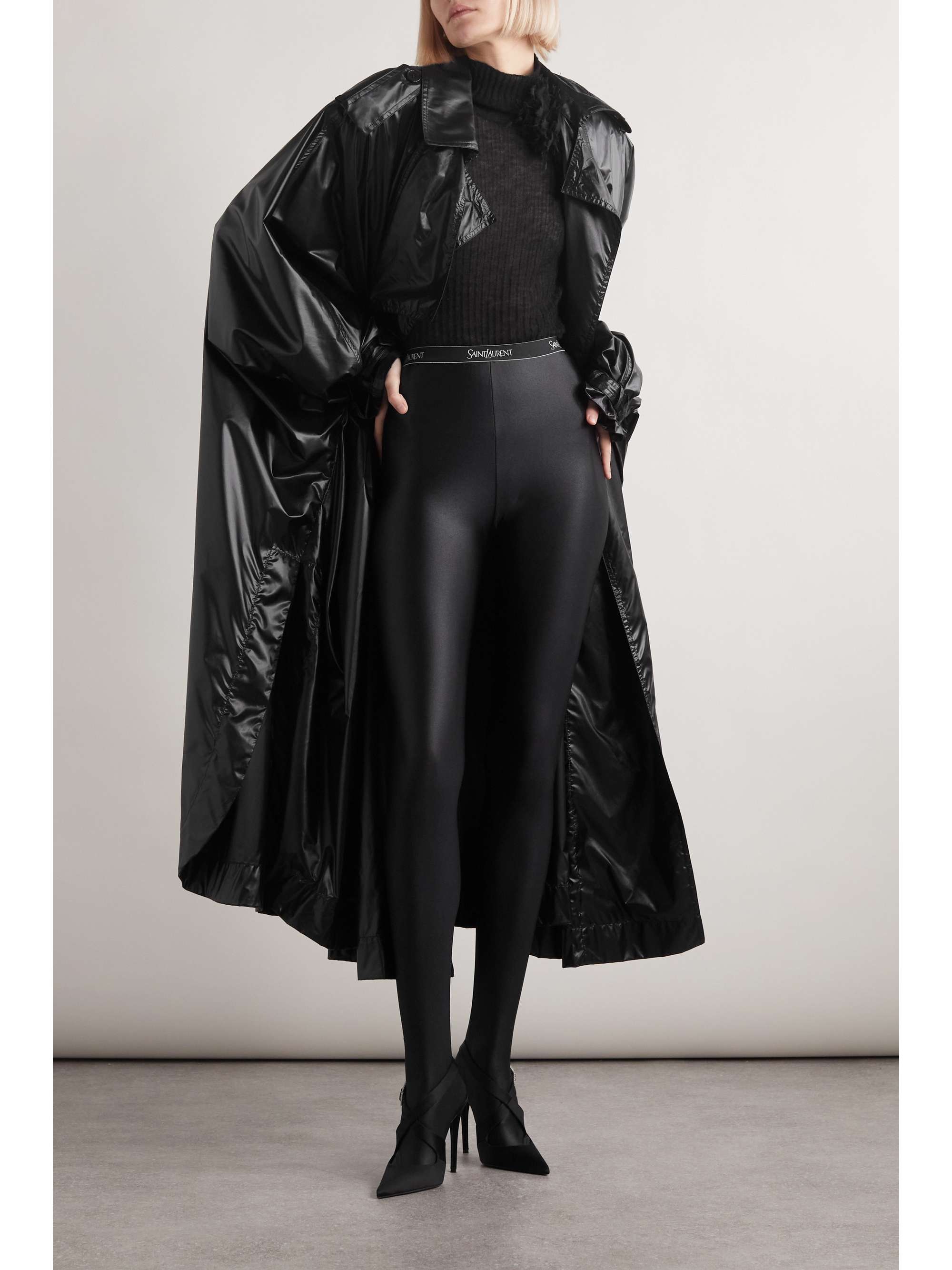 Glossed stretch leggings view