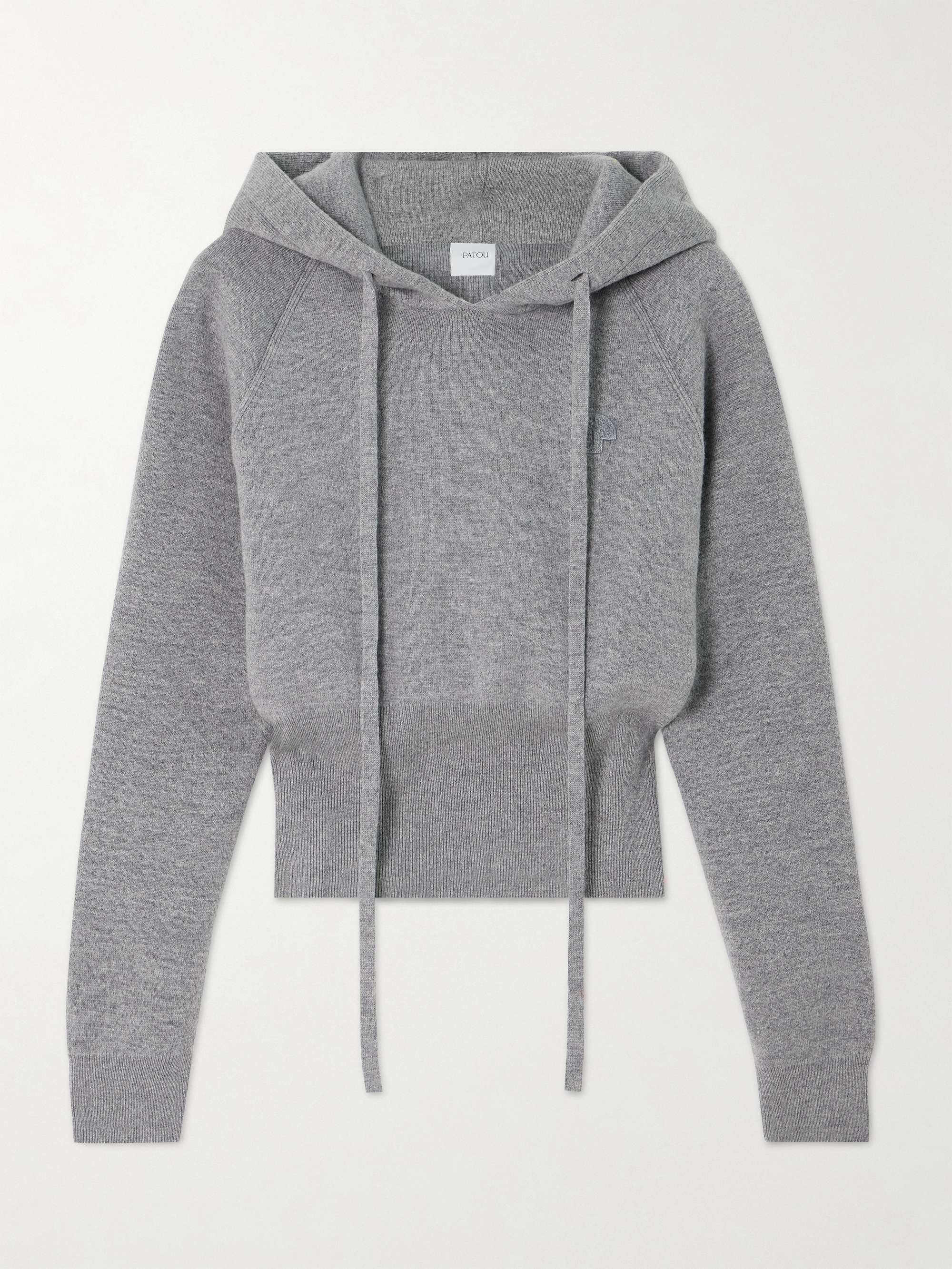Appliquéd merino wool-blend hoodie view