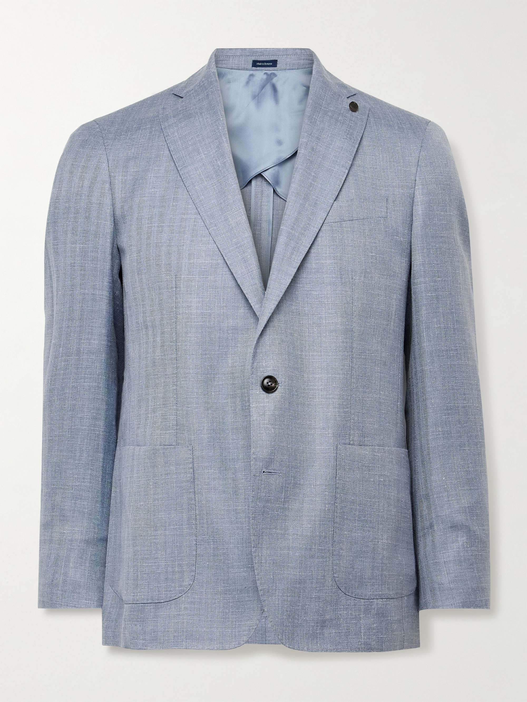 Gavin Slim-Fit Herringbone Wool, Silk and Linen-Blend Blazer view