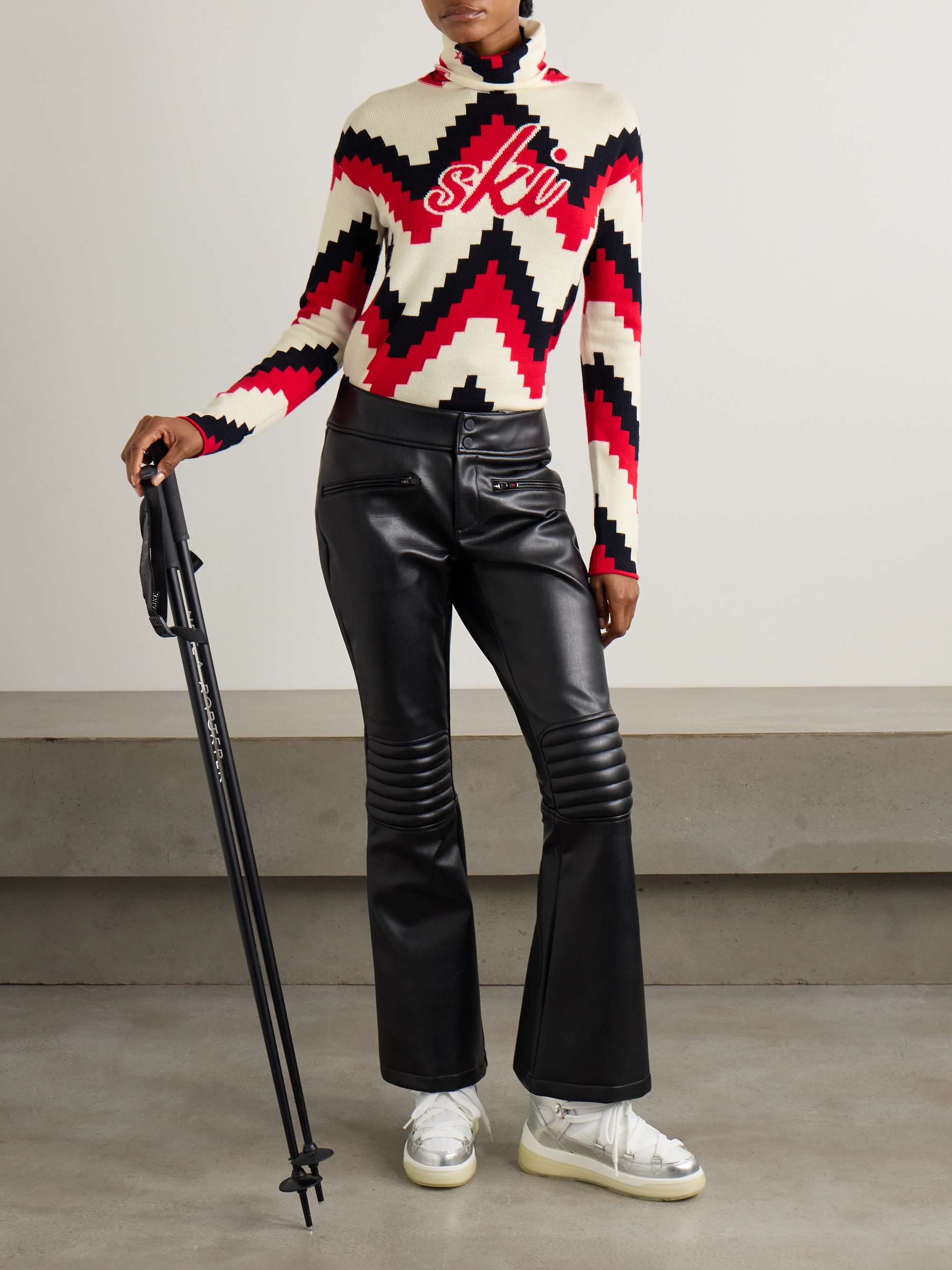 Intarsia merino wool turtleneck sweater view