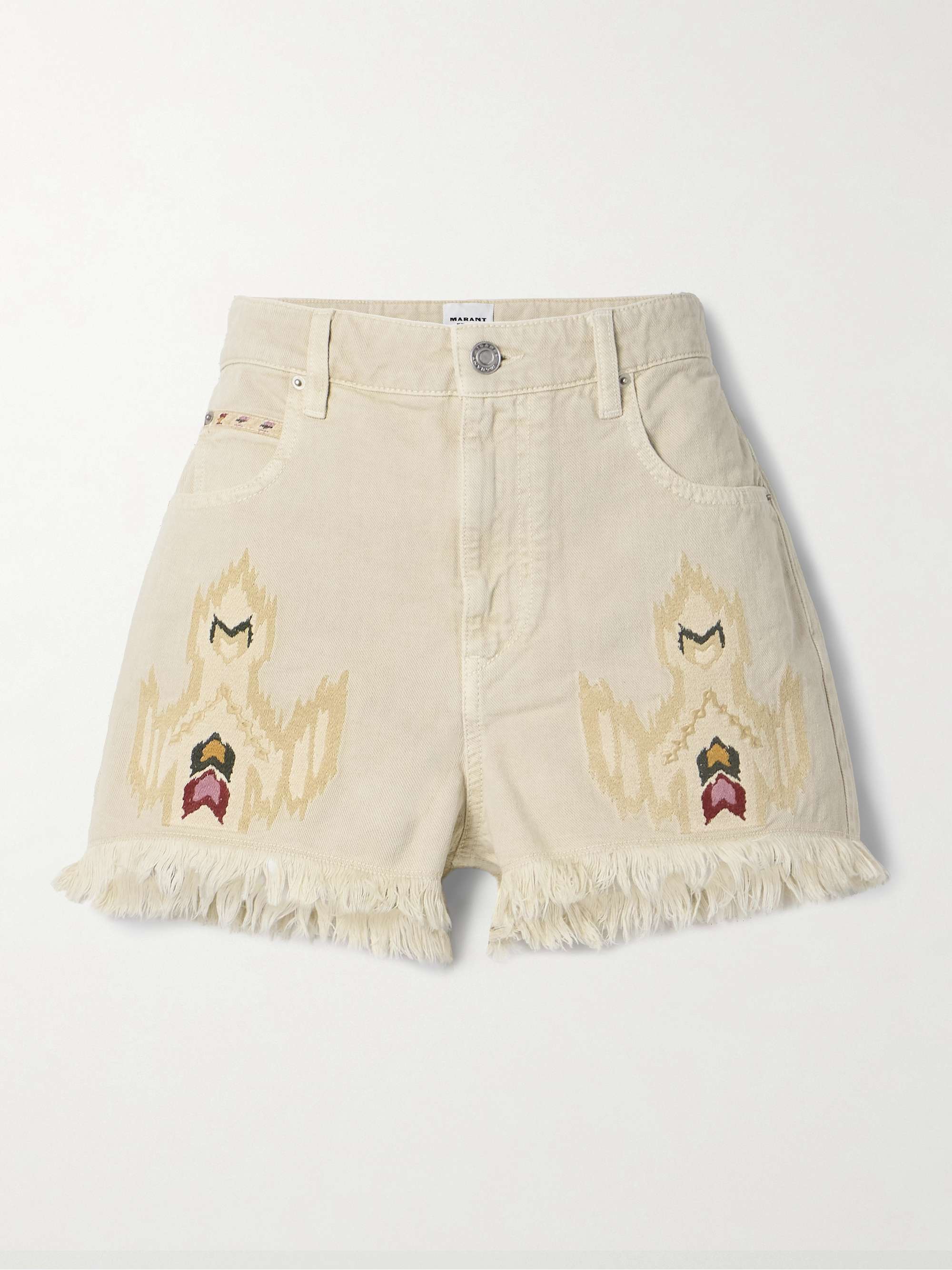 Lesia frayed embroidered denim shorts view